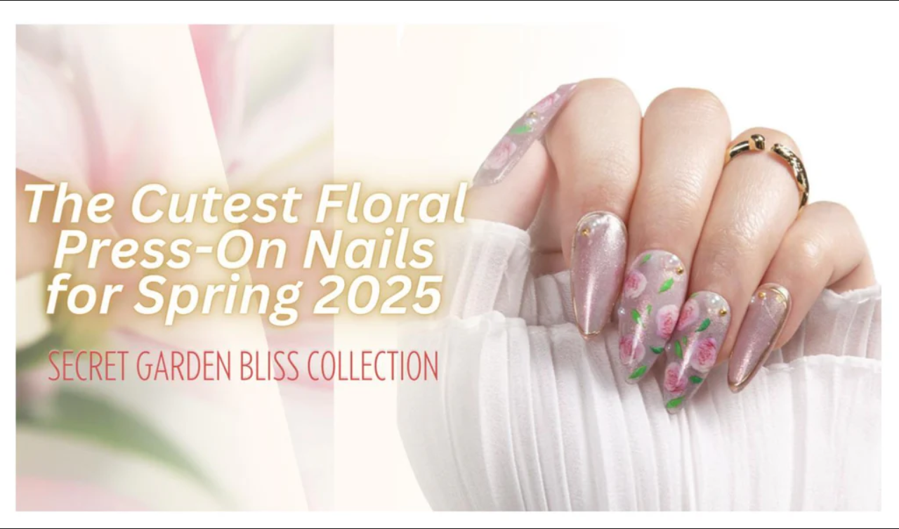 Spring Press-On Nails by Iovful, featuring floral designs