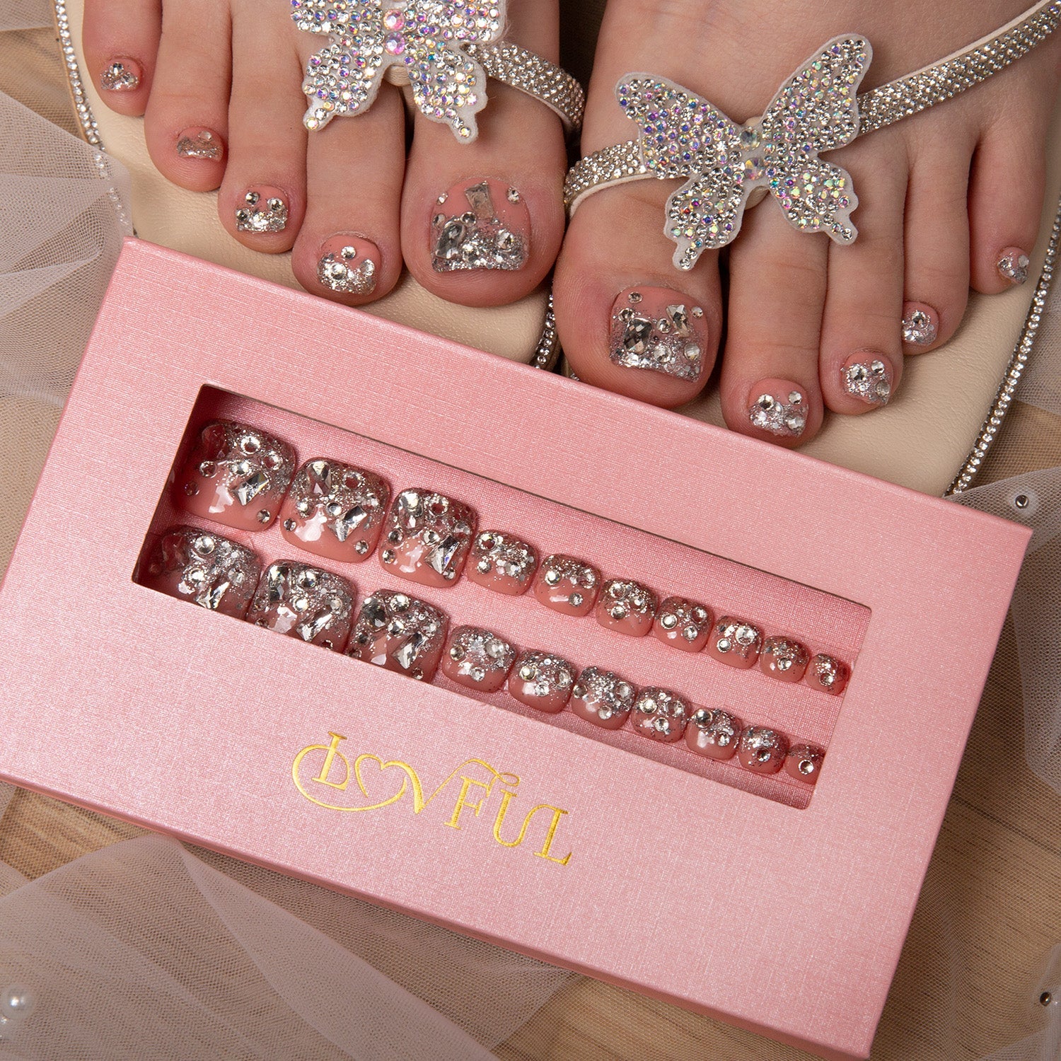 T126 - Silver Wind - 20 Pcs FREE SIZE Toe Nails - RTS