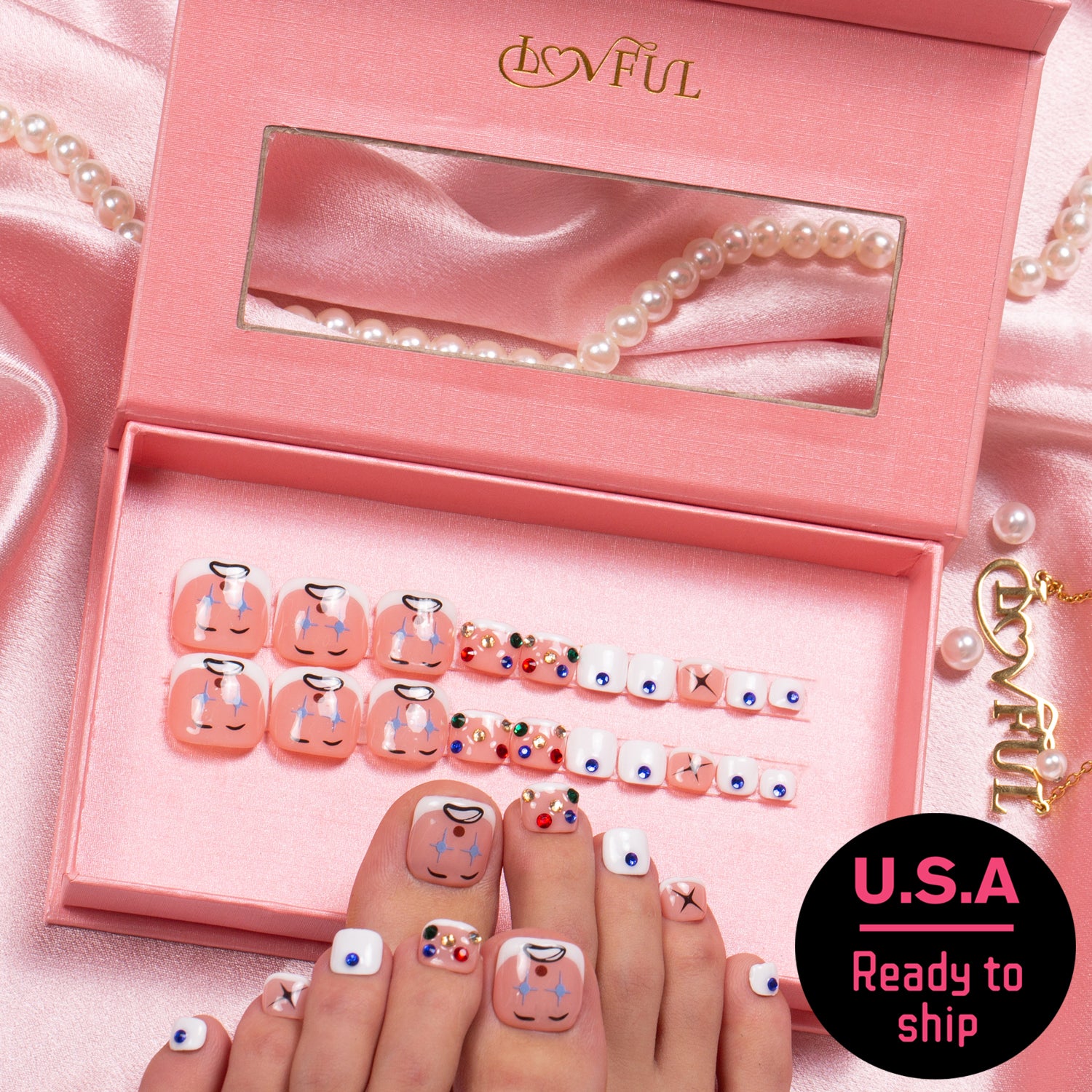 T139 - Clown - 20 Pcs FREE SIZE Toe Nails - RTS