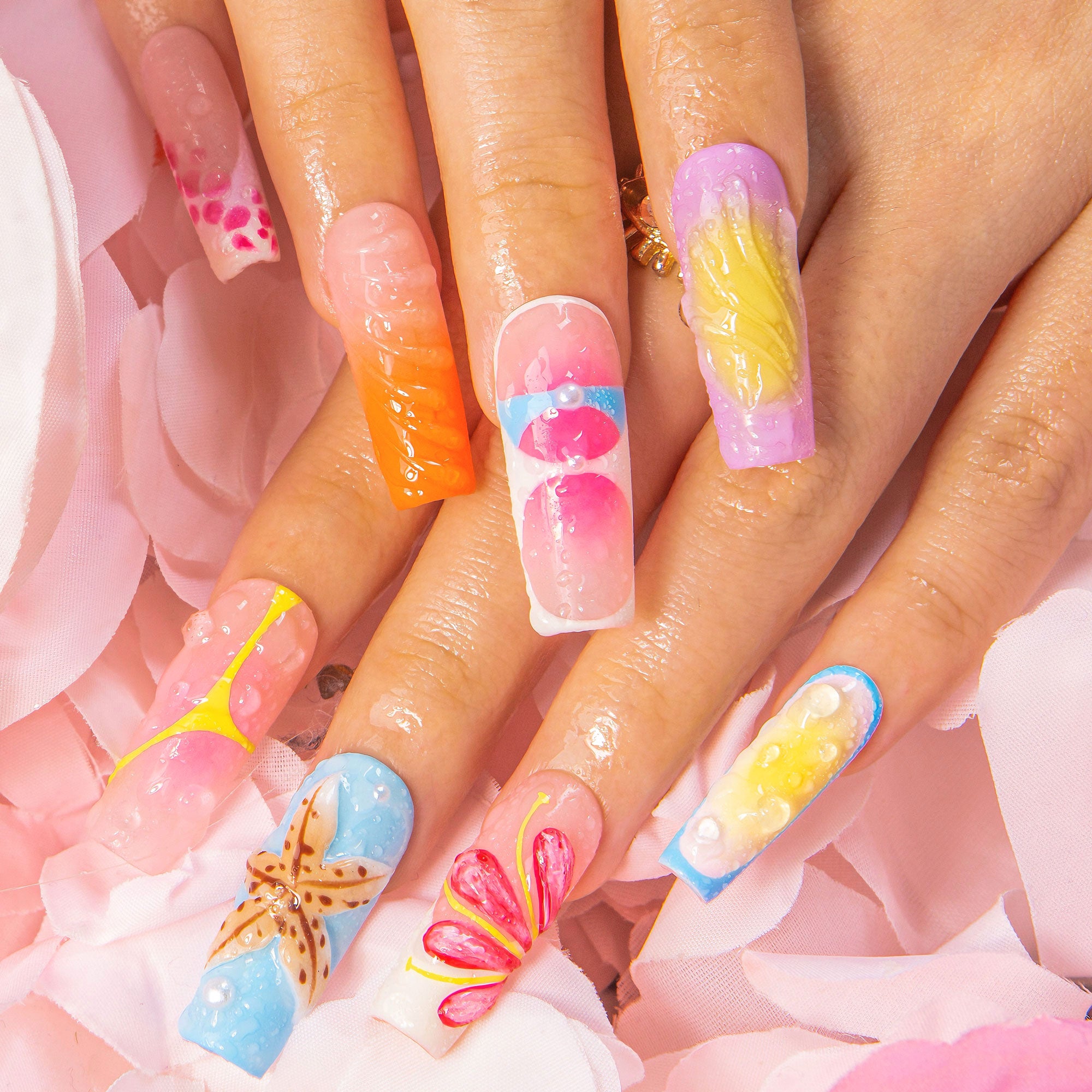 Pool Party Queen Handmade Nails H562