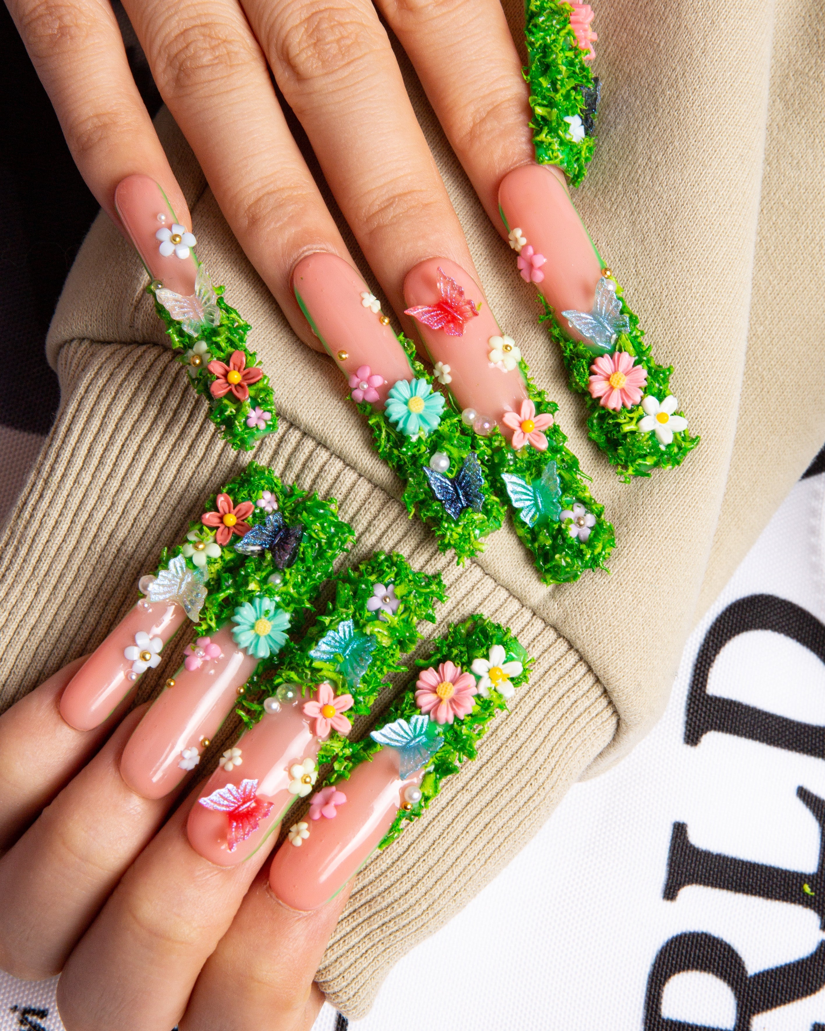 fairy tale garden press on nails