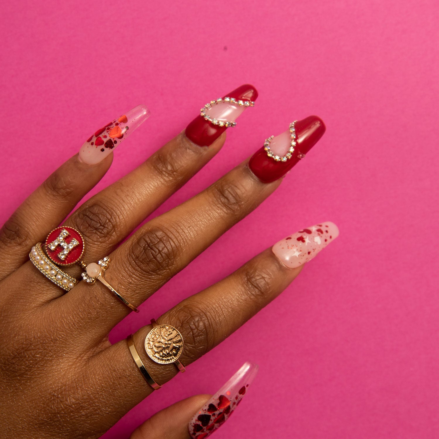 Valentine's Day Exclusive Handmade Coffin Nails H154 RTS