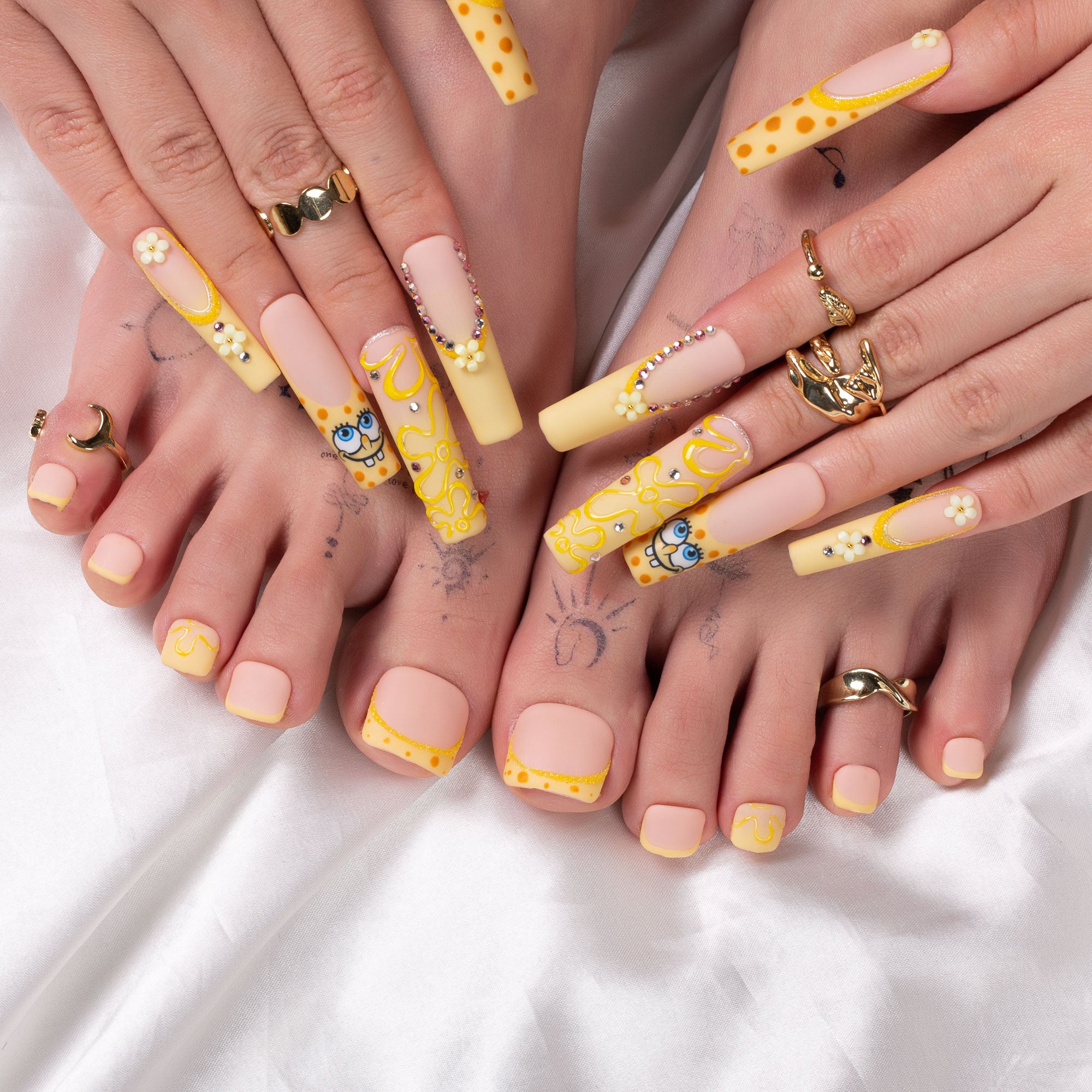 Bikini Bottom Combo Set Handmade Nails H363+T363