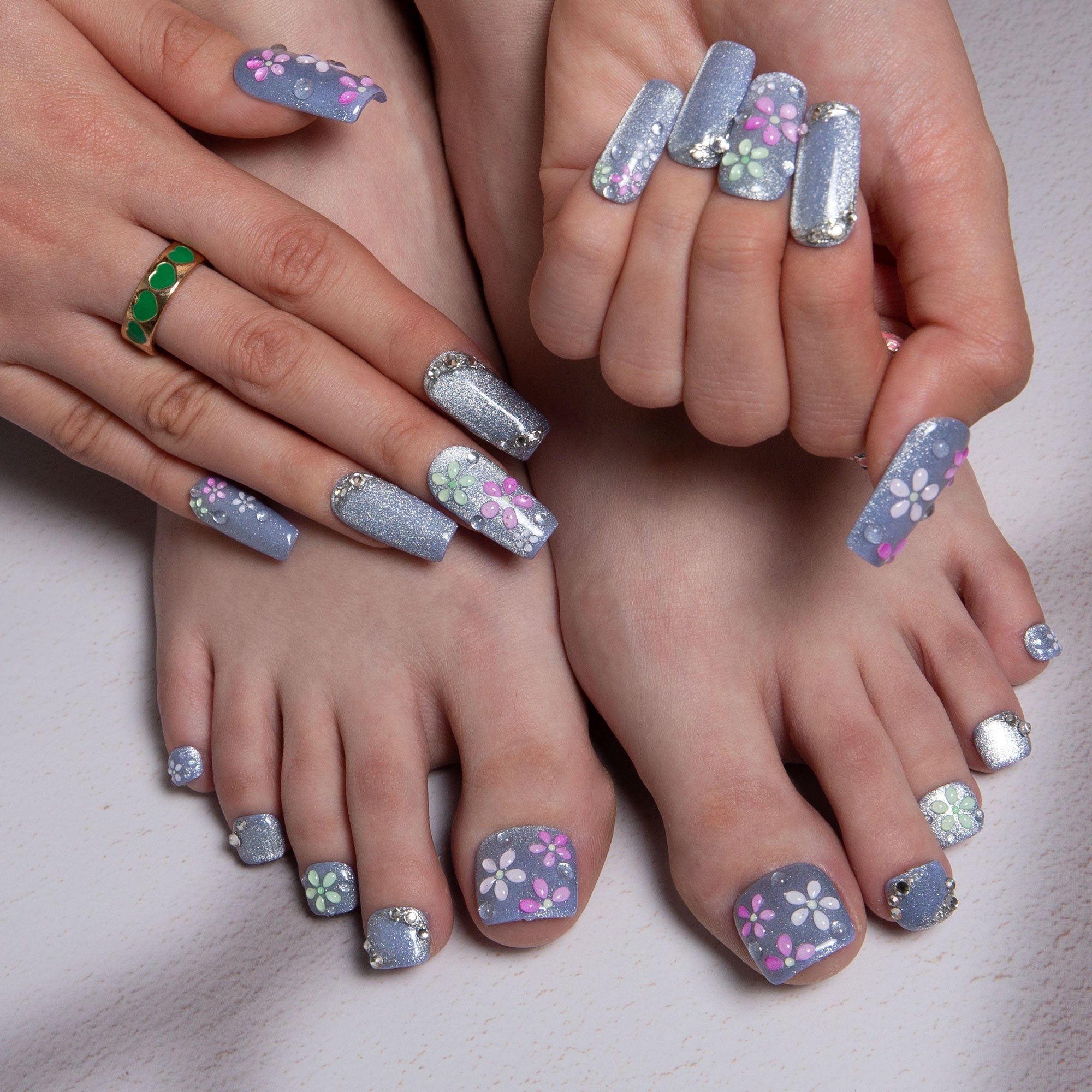 Misty Lilac Bloom Combo Set Handmade Nails H439+T439