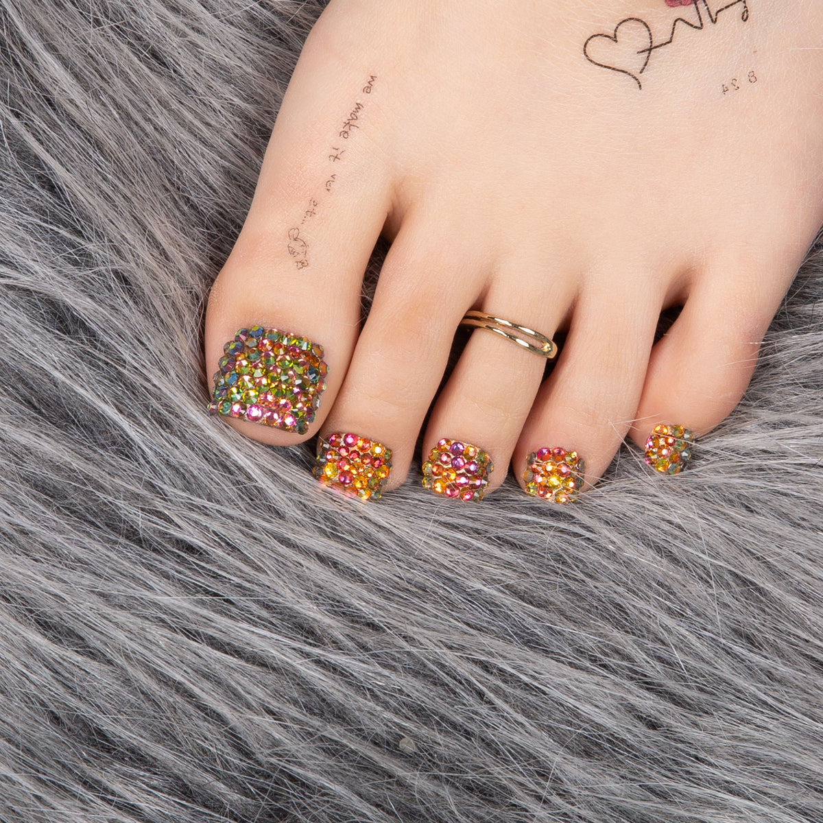 Classic Radiant Rhinestone T149 Toe Nails- 20Pcs Free Size