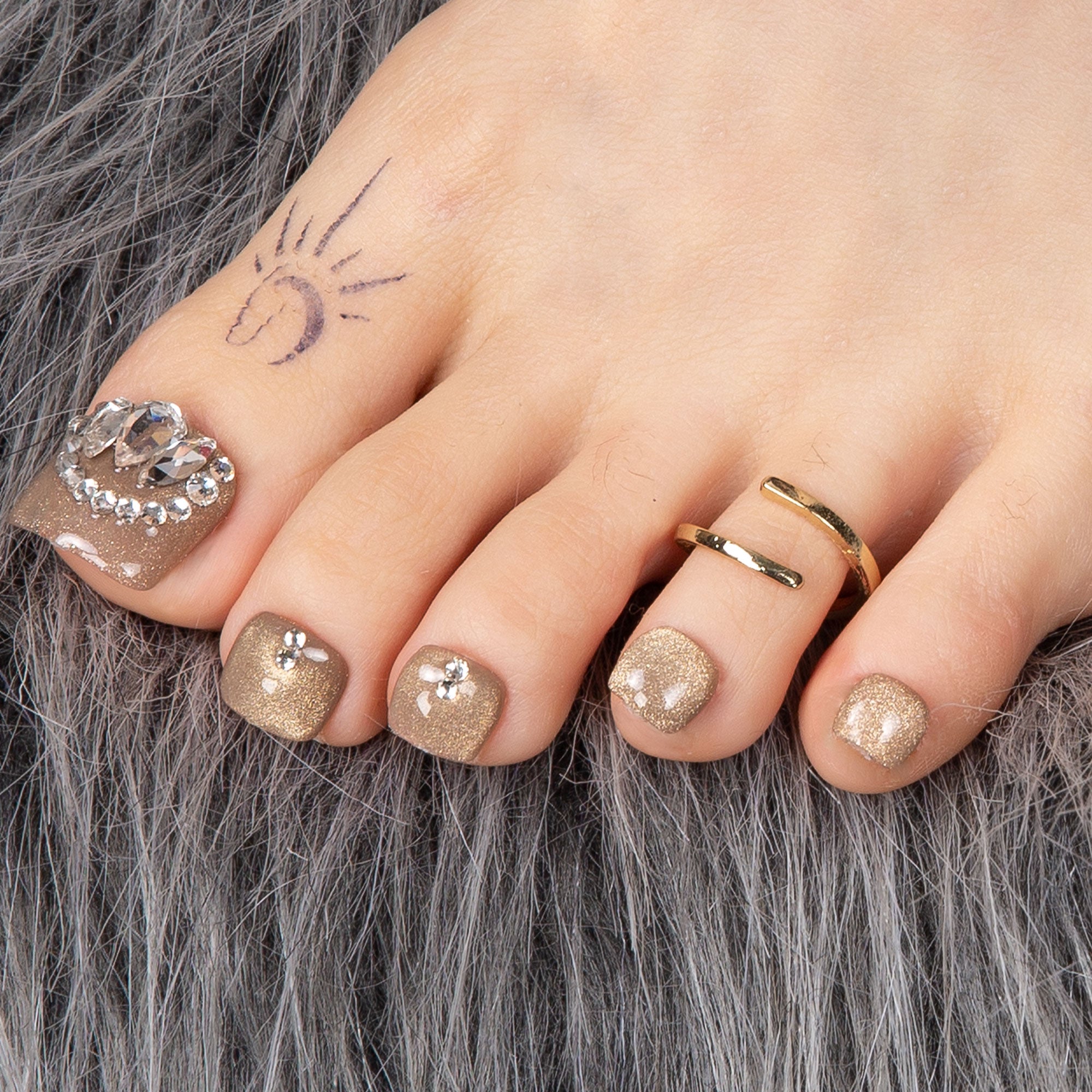 Shine Bright Like a Diamond T06 Toe Nails- 20Pcs Free Size