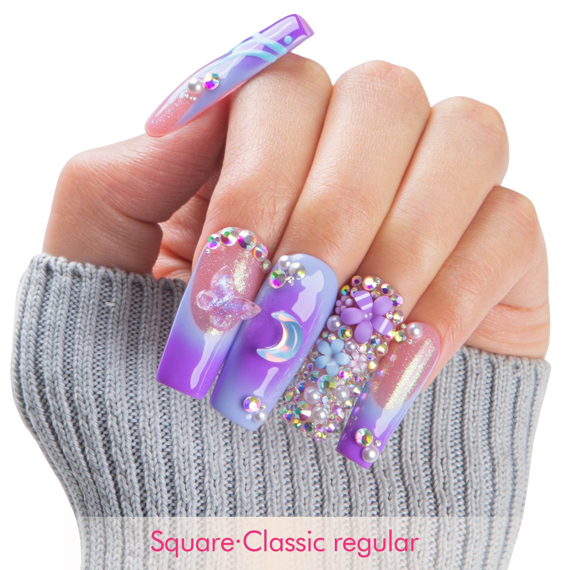 Lilac Stardust Handmade Nails H743