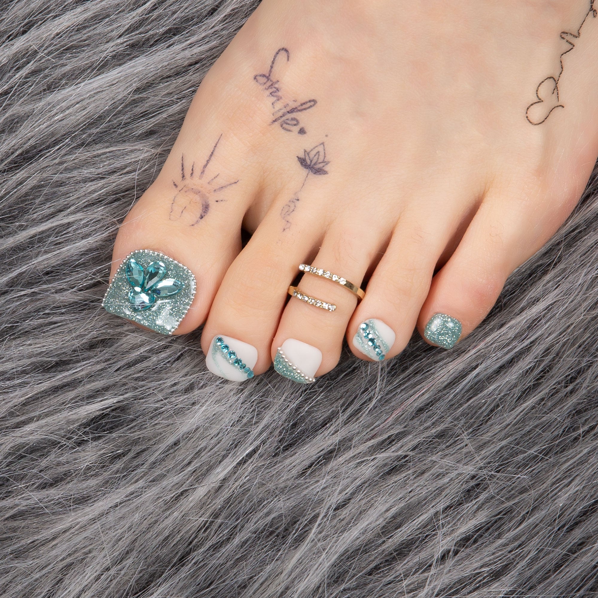 Breakfast at Lovful T41 Toe Nails- 20Pcs Free Size