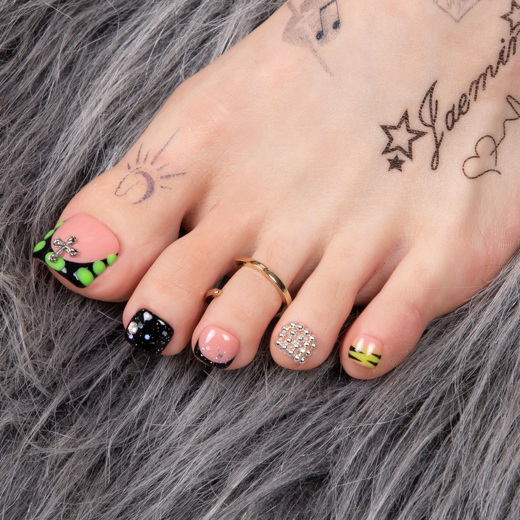 Dare to Roar French Tip T153 Toe Nails- 20Pcs Free Size
