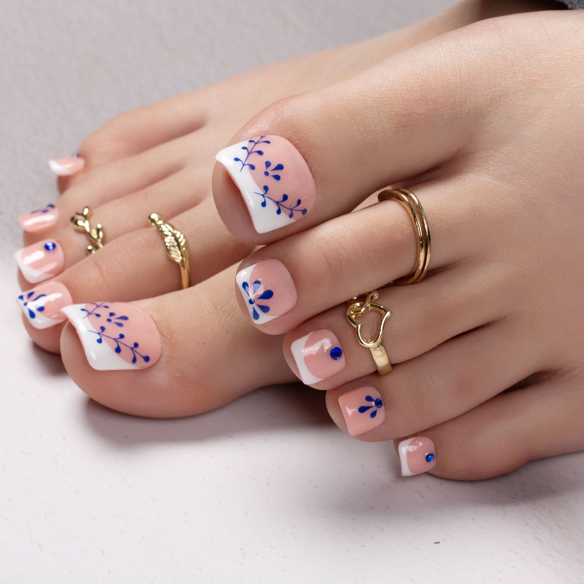 Porcelain Blue T273 Toe Nails- 20Pcs Free Size
