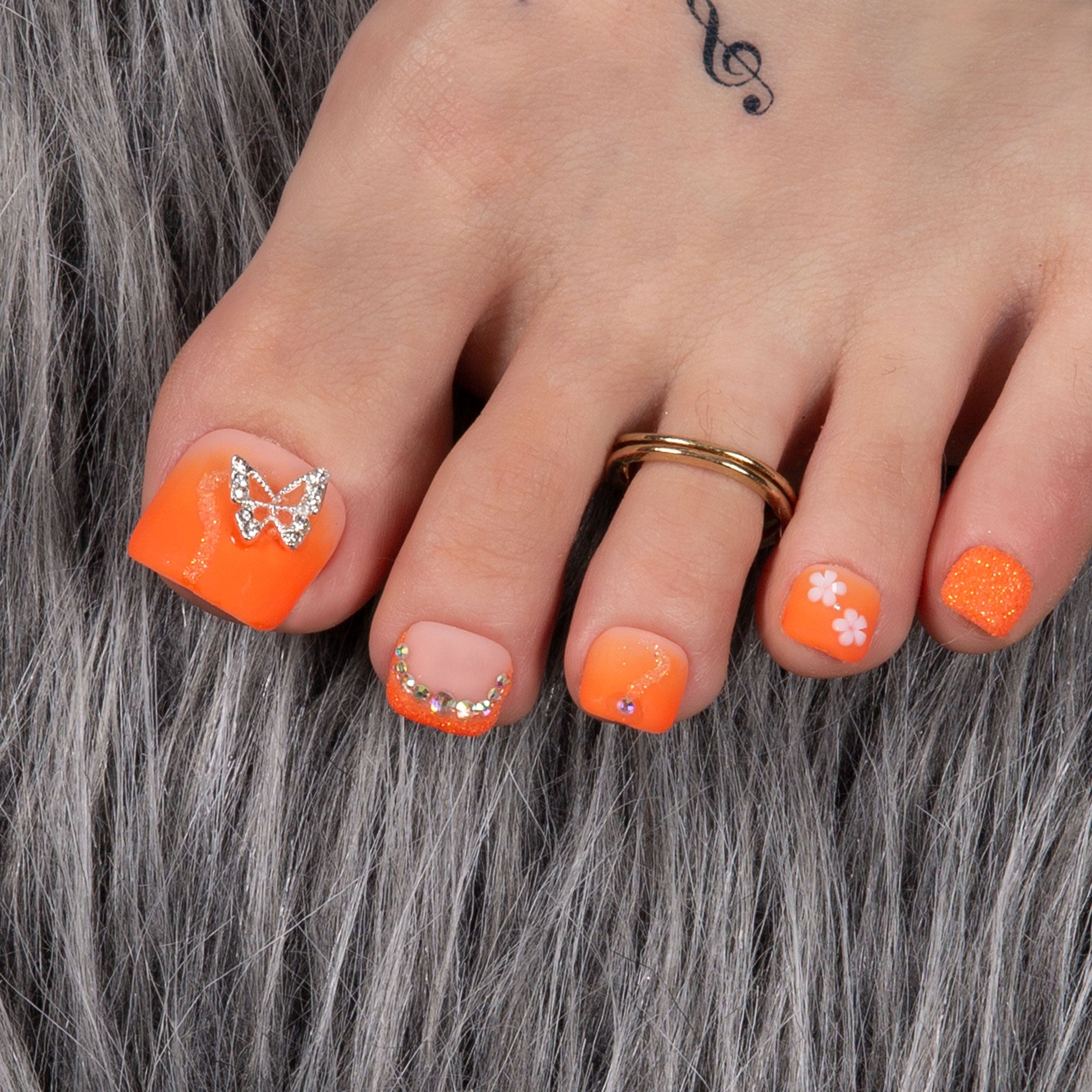 Citrus Bloom T209 Toe Nails- 20Pcs Free Size