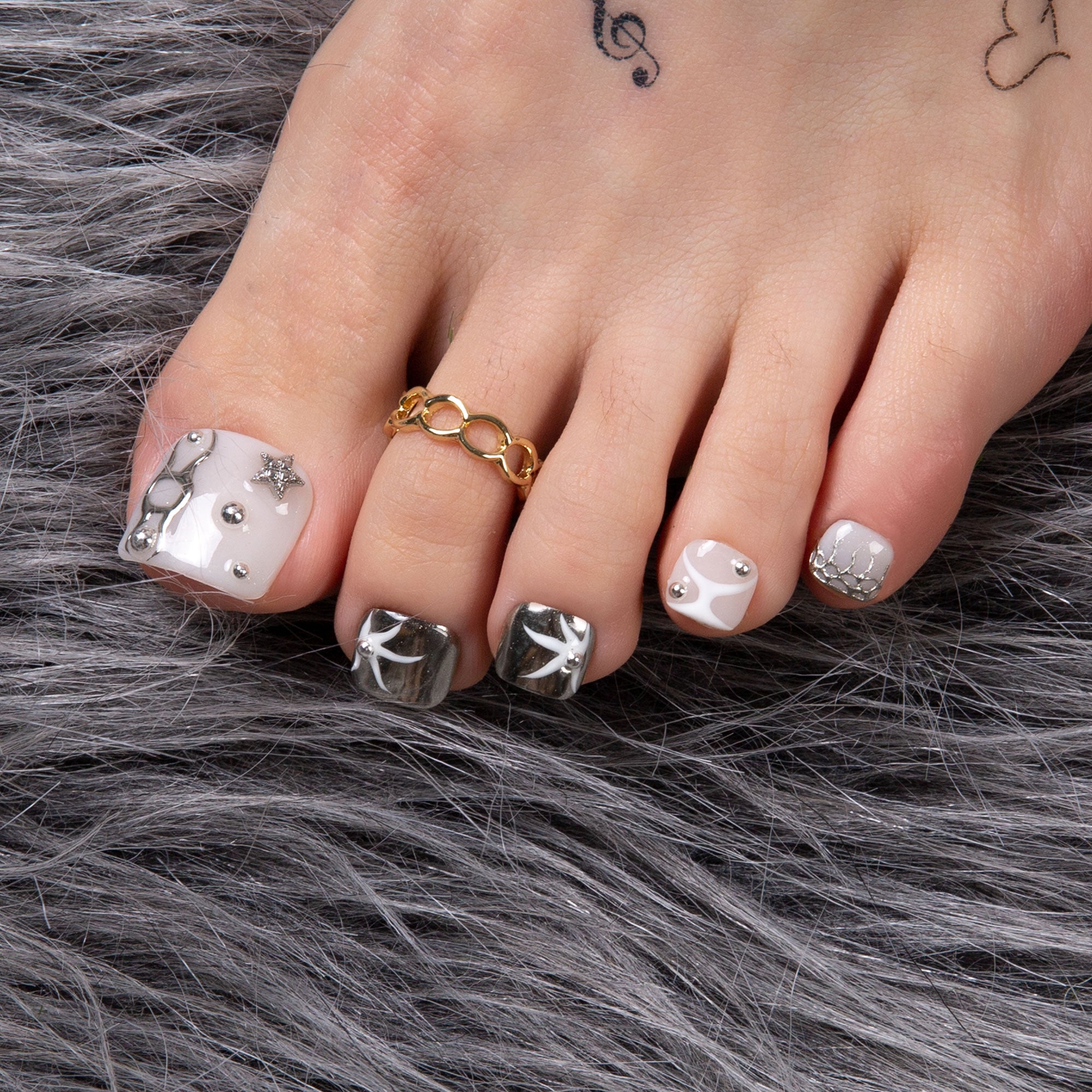 Frozen Star T318 Toe Nails- 20Pcs Free Size