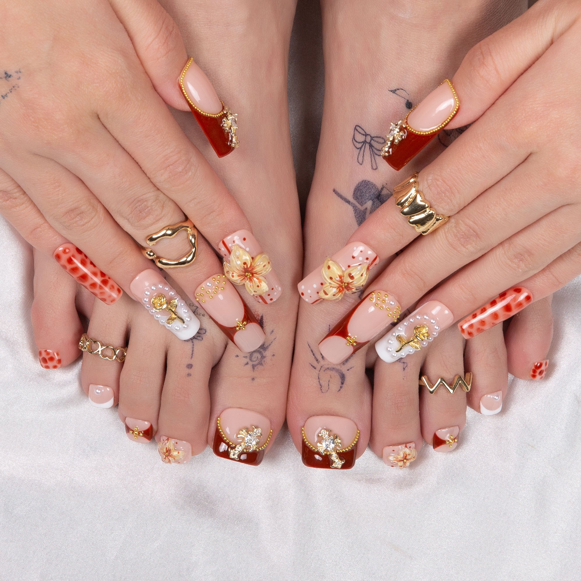 Vintage Boho Chic Combo Set Handmade Nails H365+T365