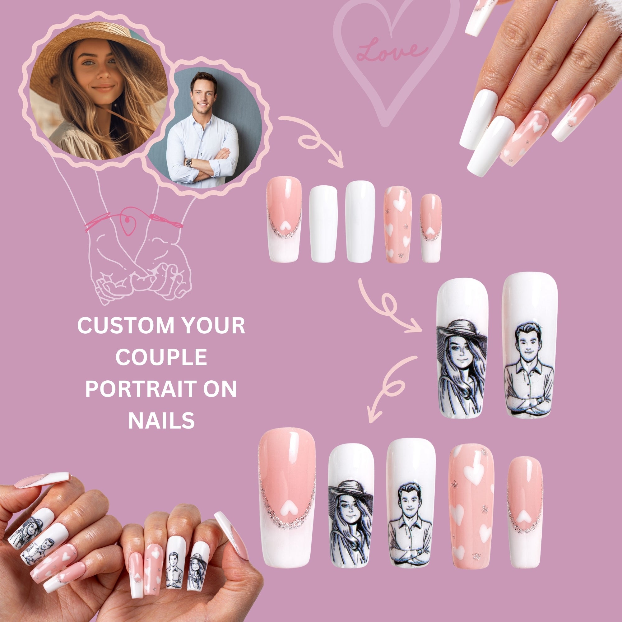 Custom Couple Portrait Nails C003