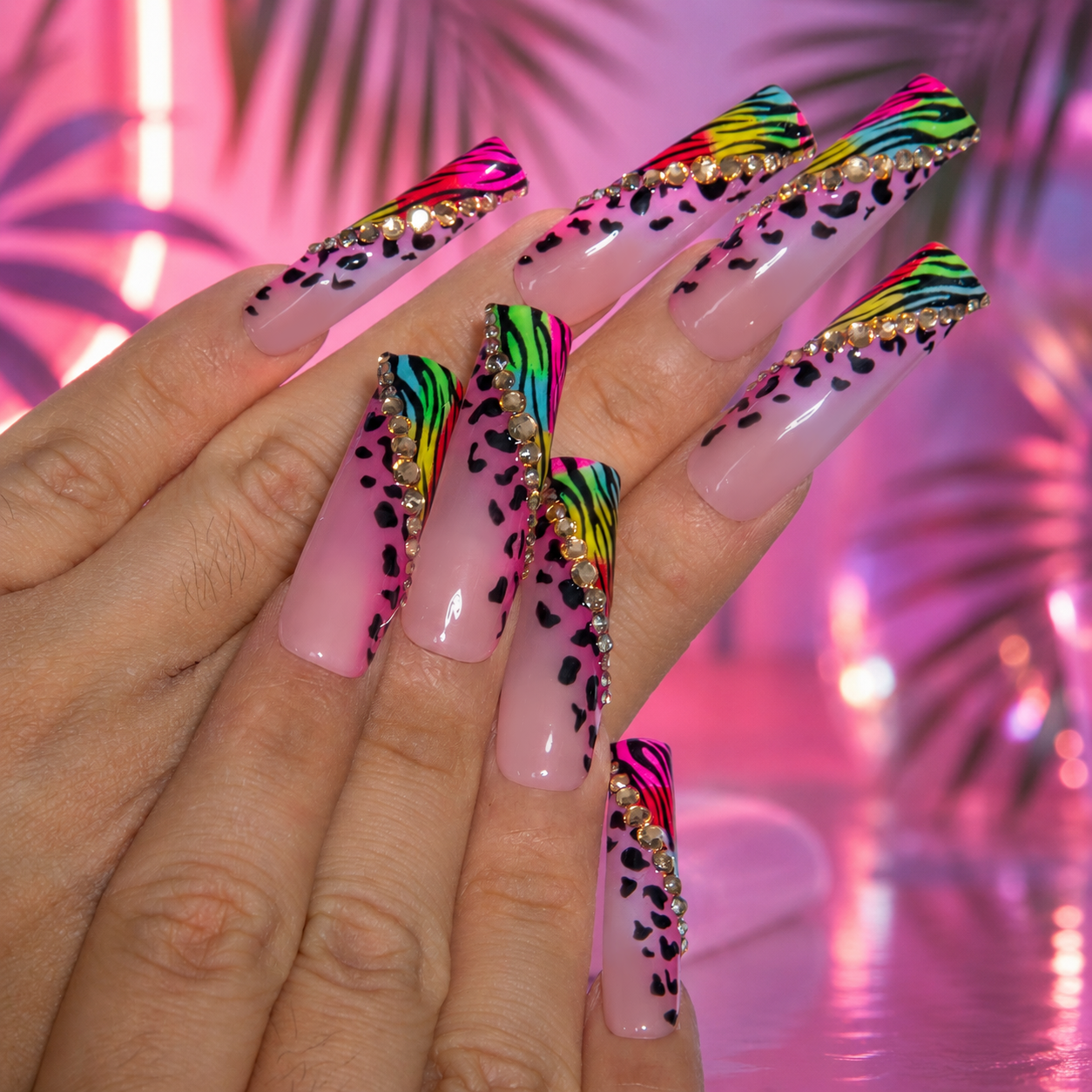 Neon Safari Handmade Nails H868