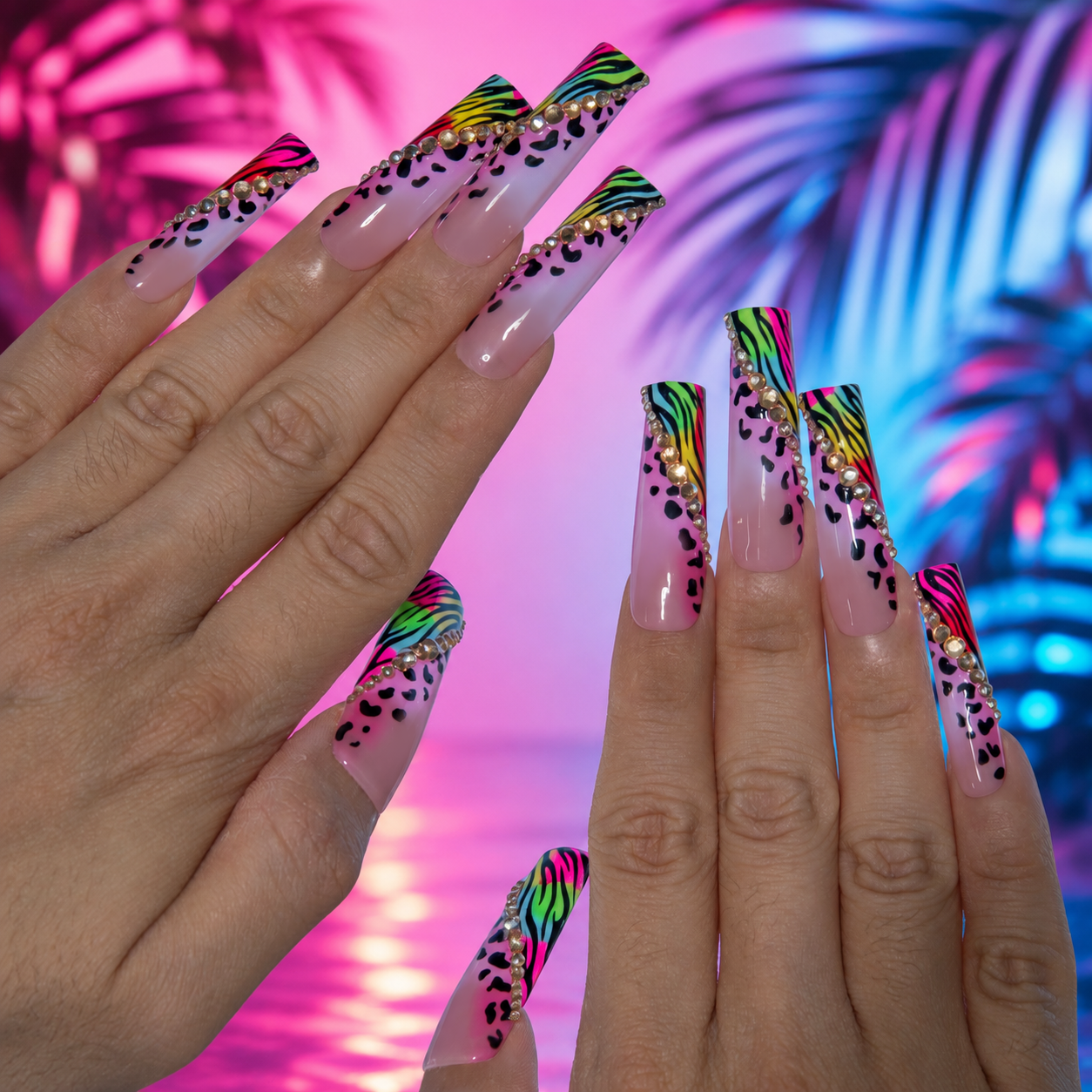 Neon Safari Handmade Nails H868