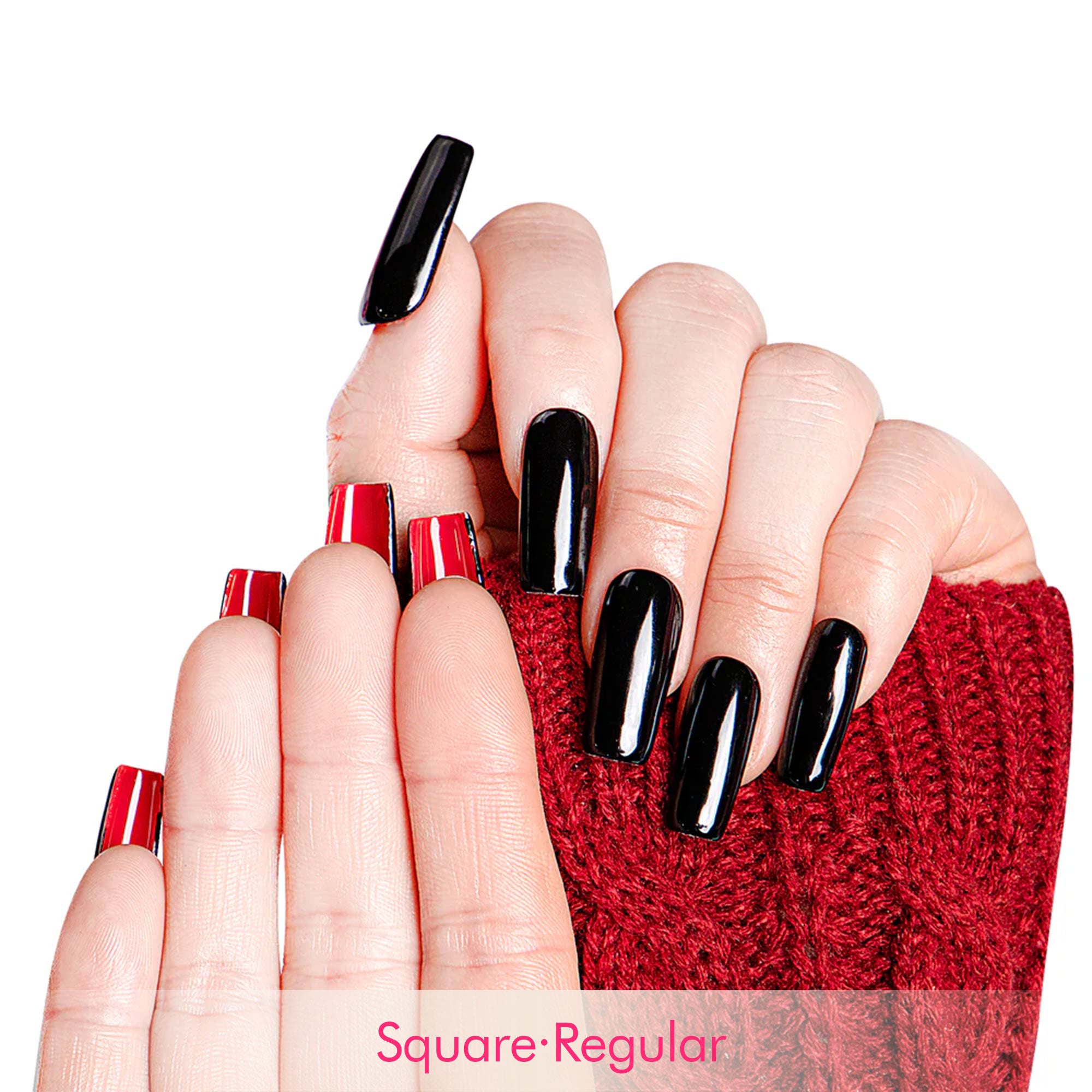 Red Sole Black and Red Handmade Nails H22