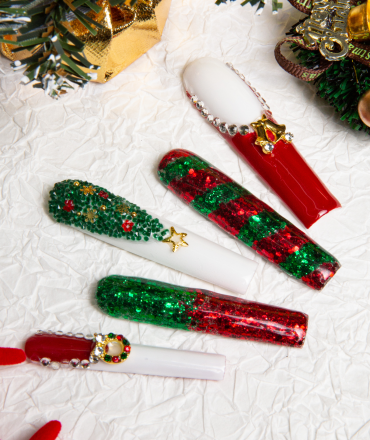 Merry Christmas Handmade Nails 24pcs H78