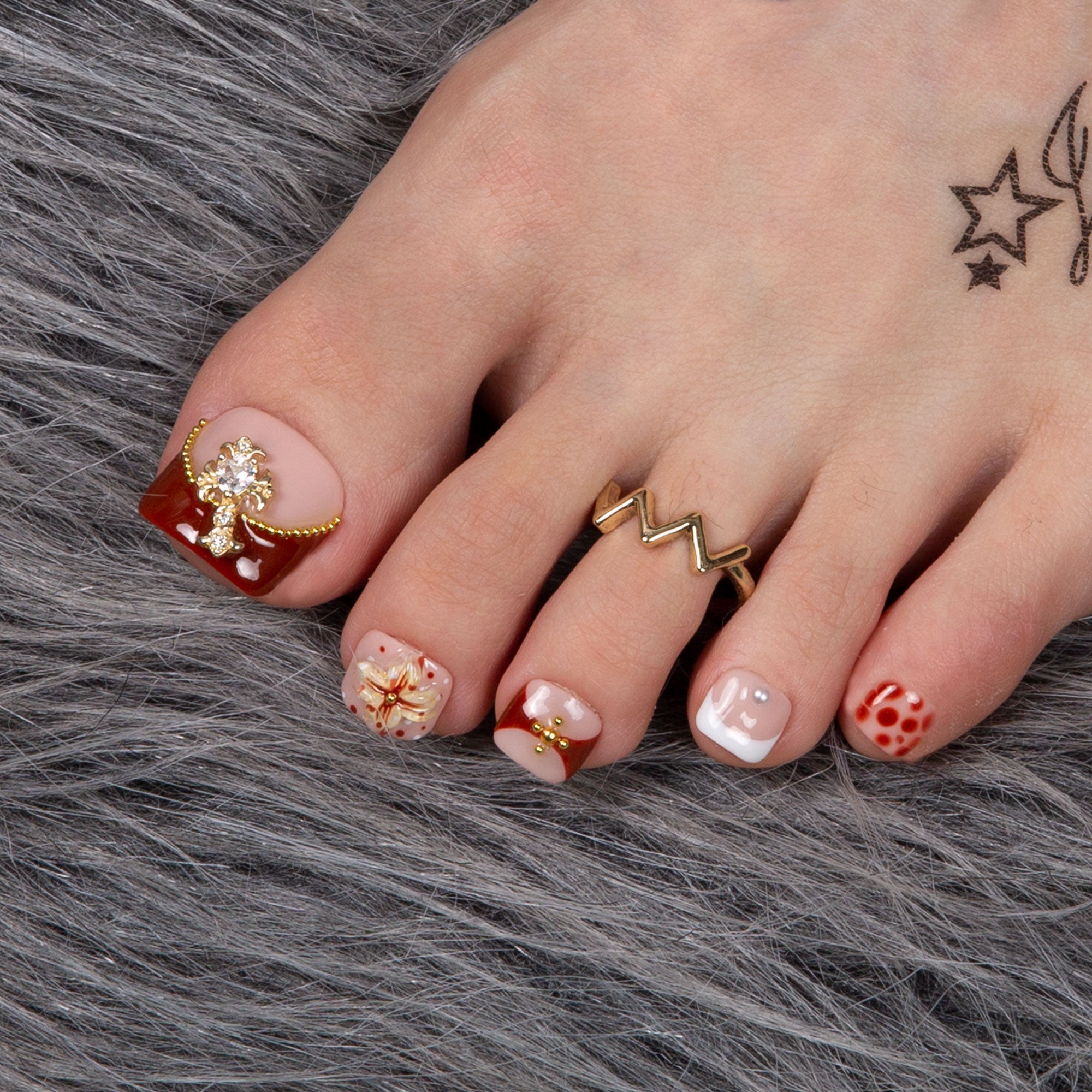Vintage Boho Chic T365 Toe Nails- 20Pcs Free Size