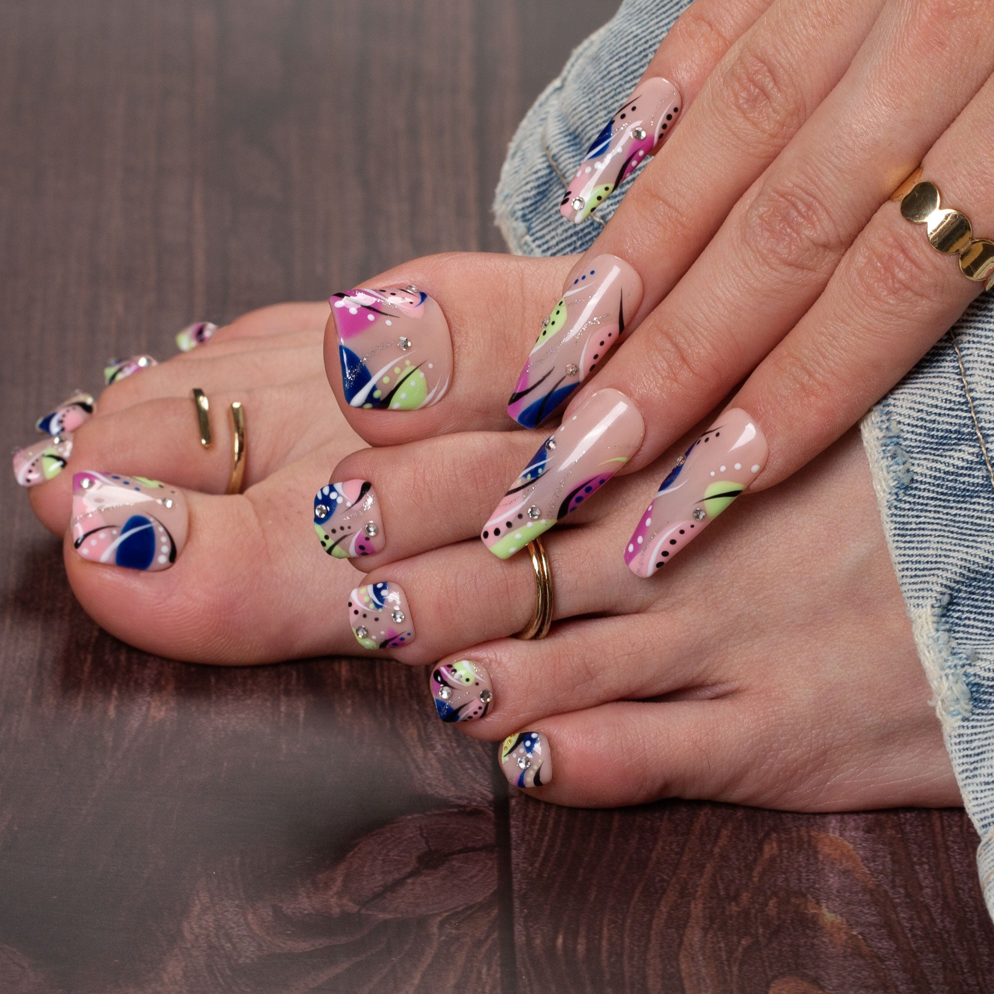 Summer Romance Combo Set Handmade Nails H473+T473