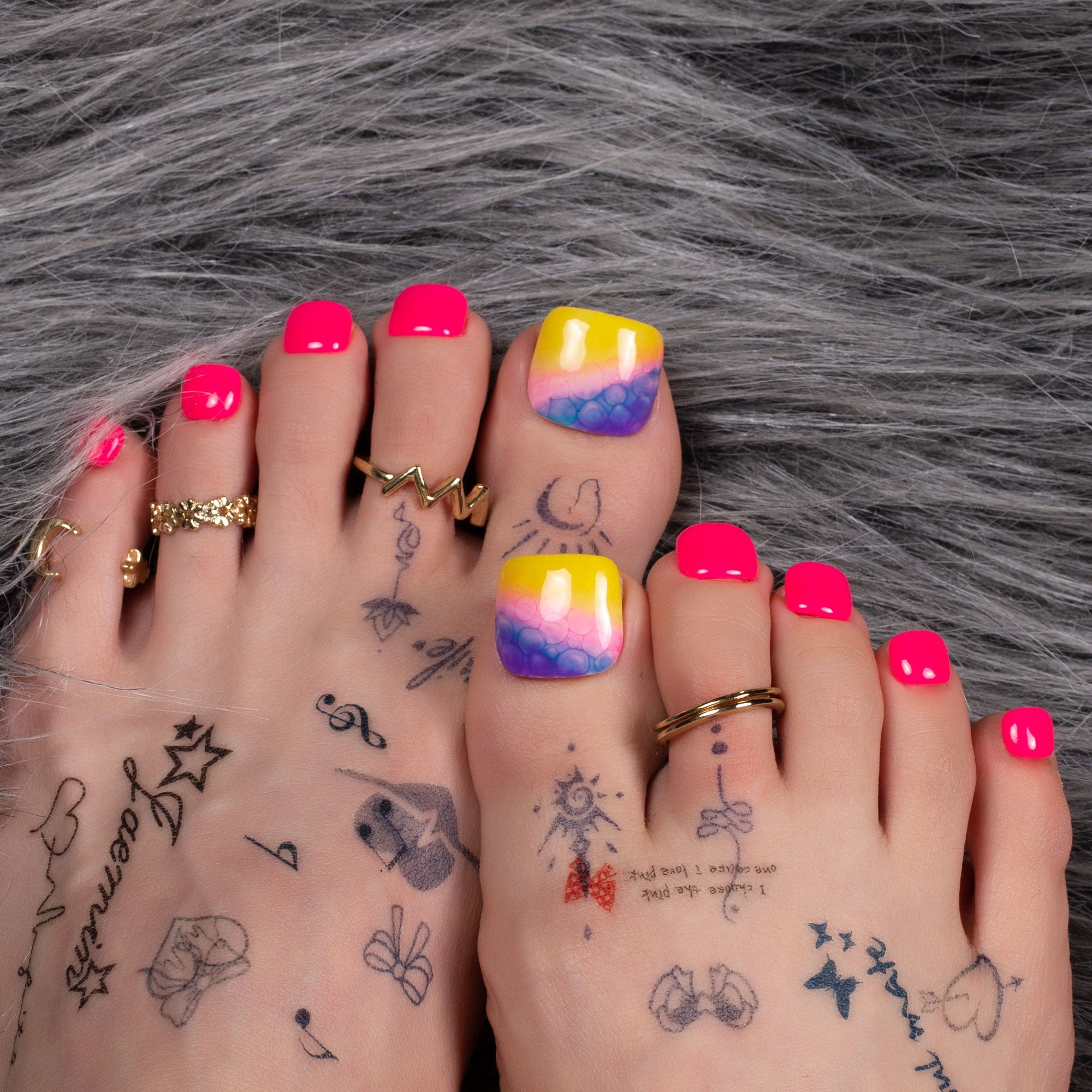 Tie-dye Neon T441 Toe Nails - 20Pcs Free Size