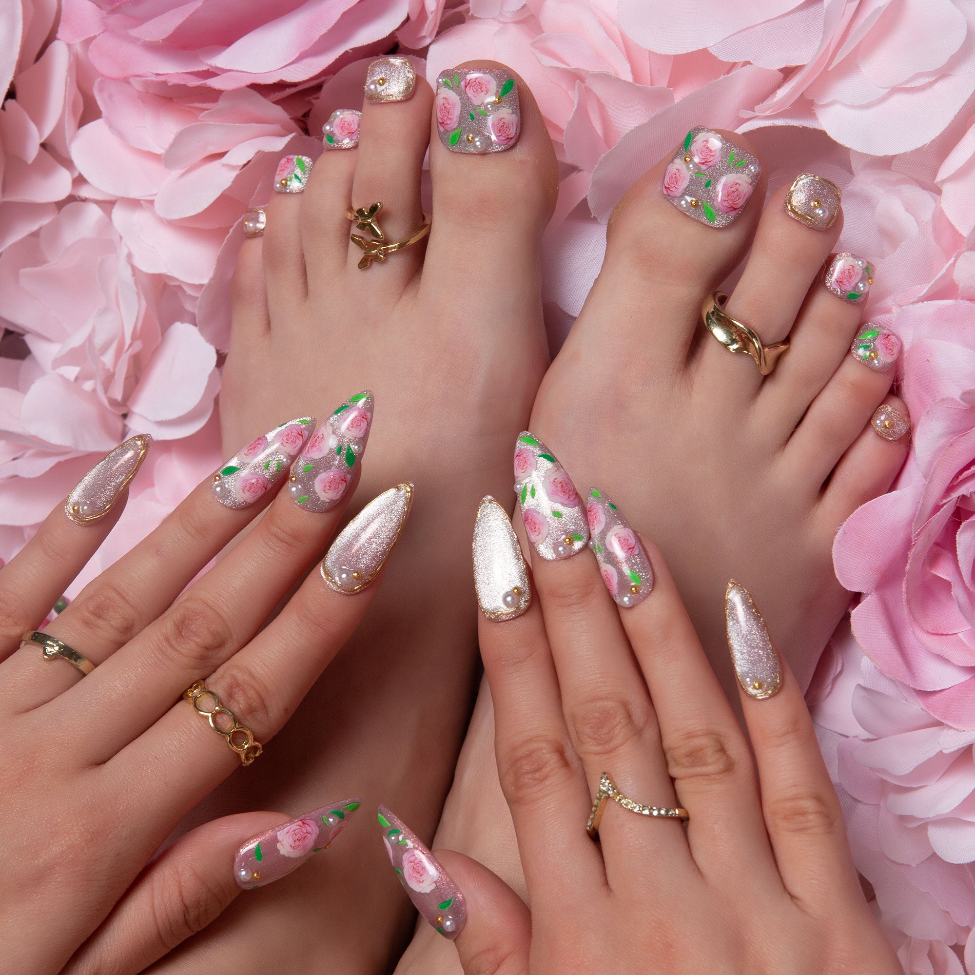Victorian Rose Combo Set Handmade Nails H440+T440