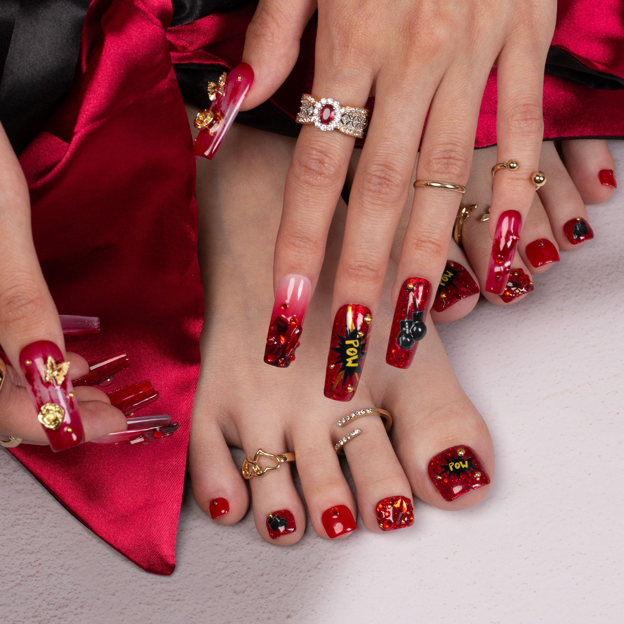 Fight Like a Girl Combo Set Handmade Nails H490+T490