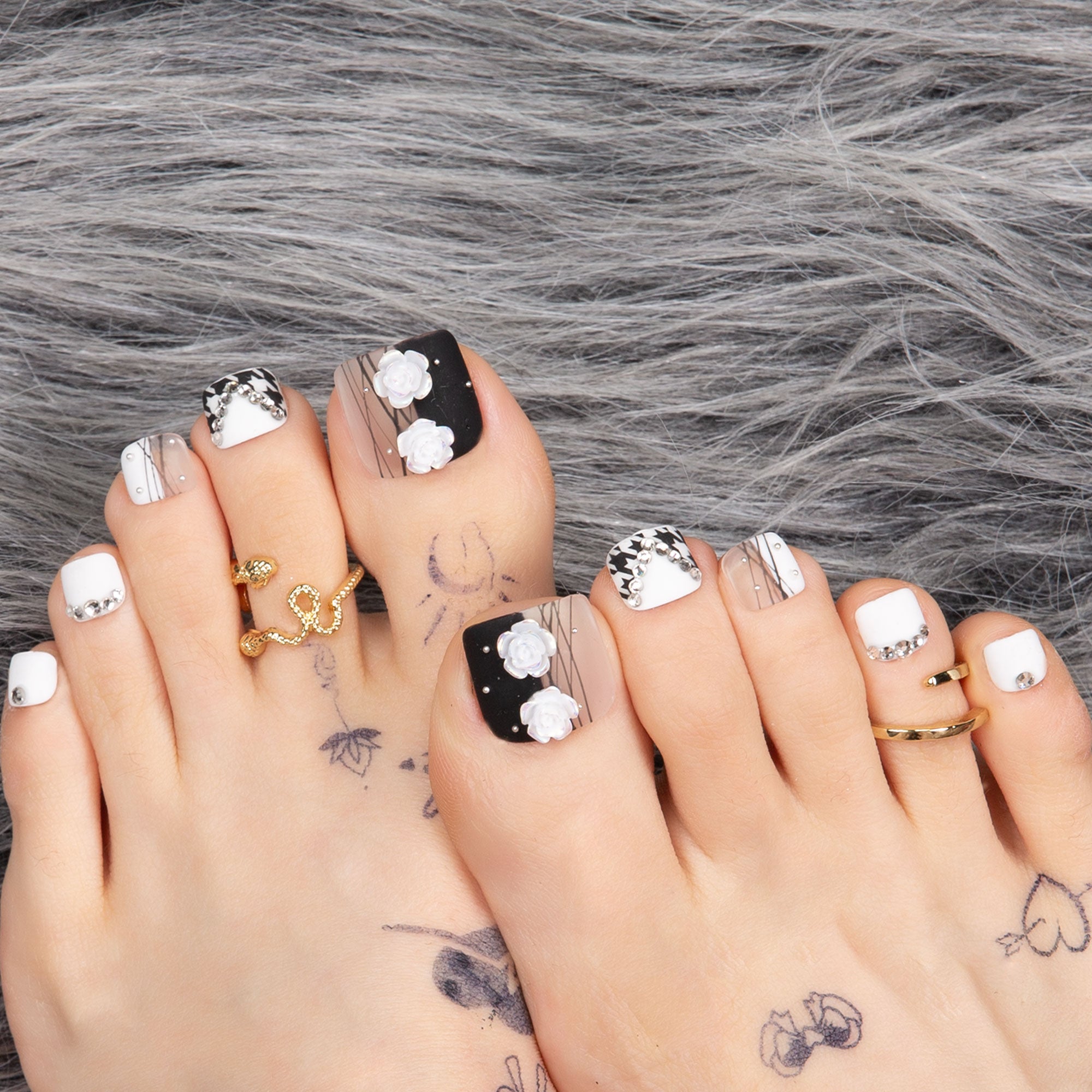 Houndstooth T30 Toe Nails- 20Pcs Free Size