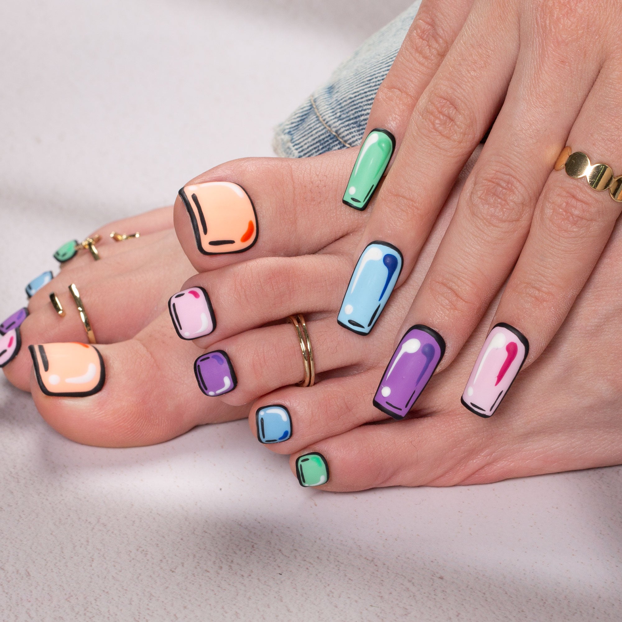 Colorful Pop Combo Set Handmade Nails H116+T116