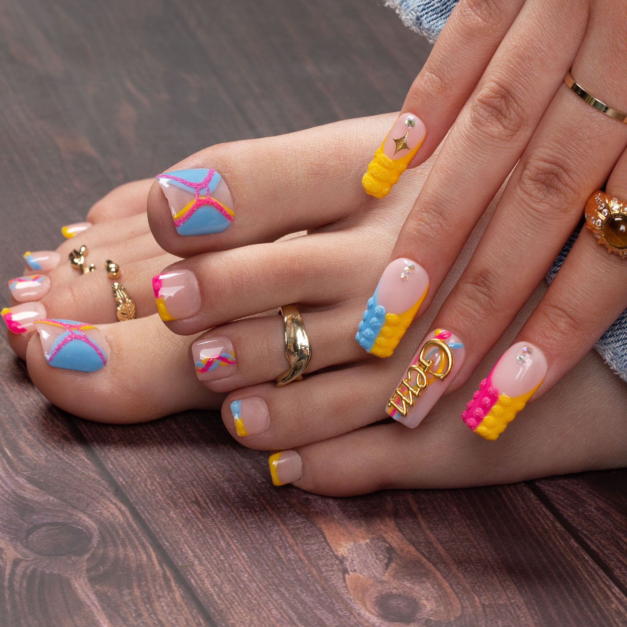 Gemini French Tip Combo Set Handmade Nails H172+T172