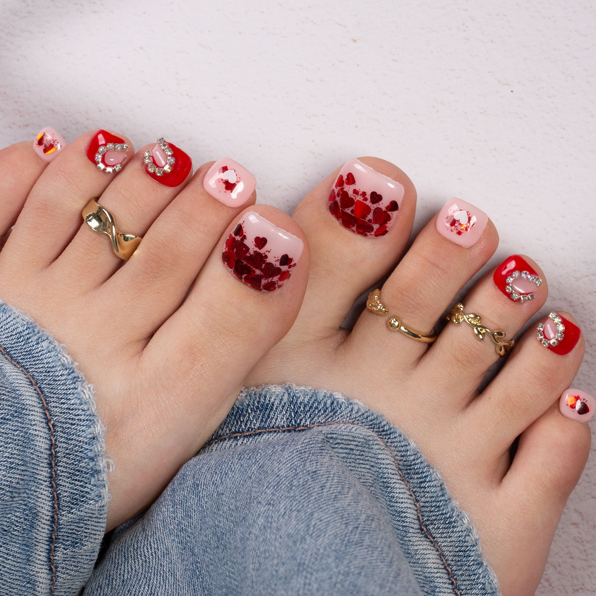 Valentine's Day Exclusive T154 Toe Nails- 20Pcs Free Size