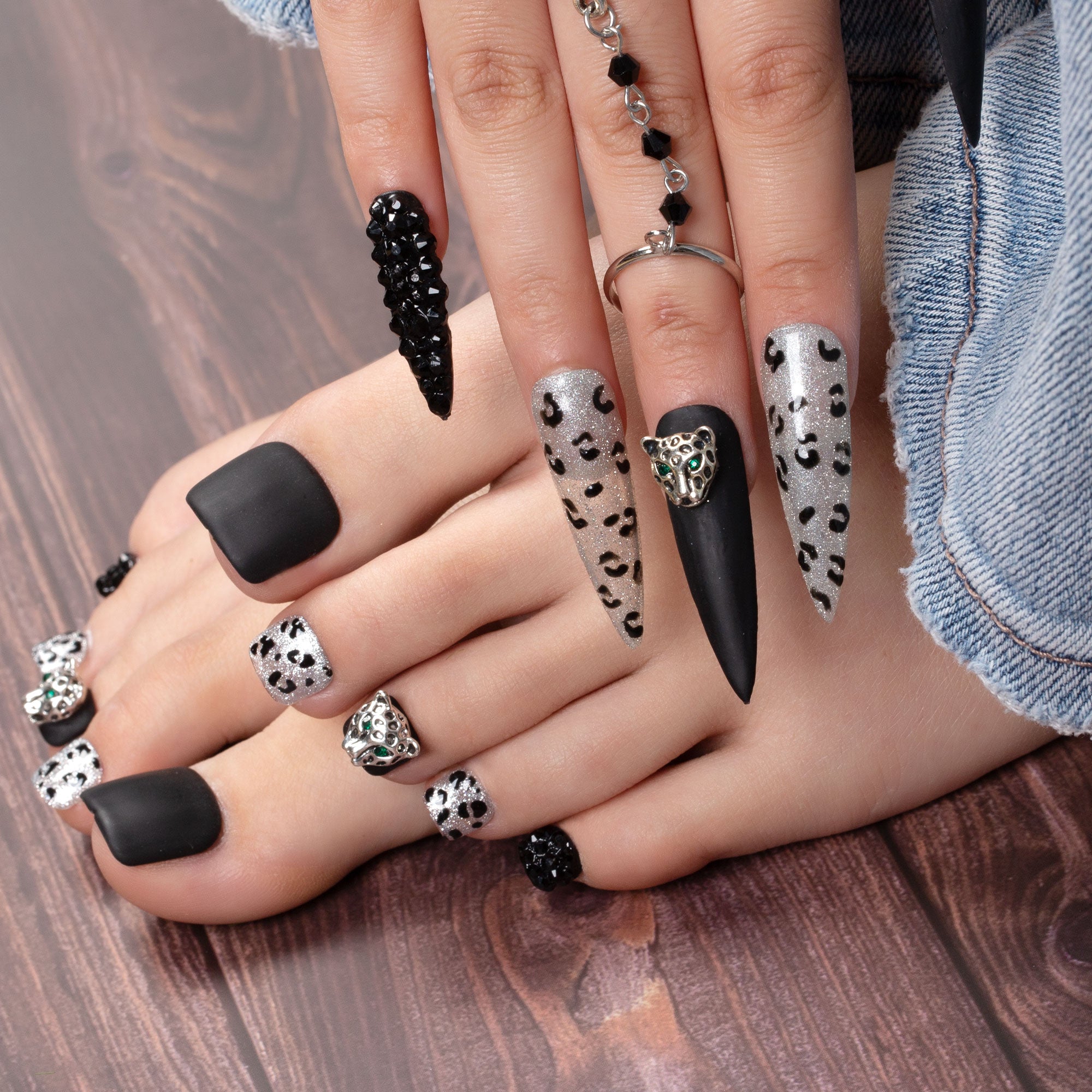 American Cheetah Combo Set Handmade Nails H91+T91