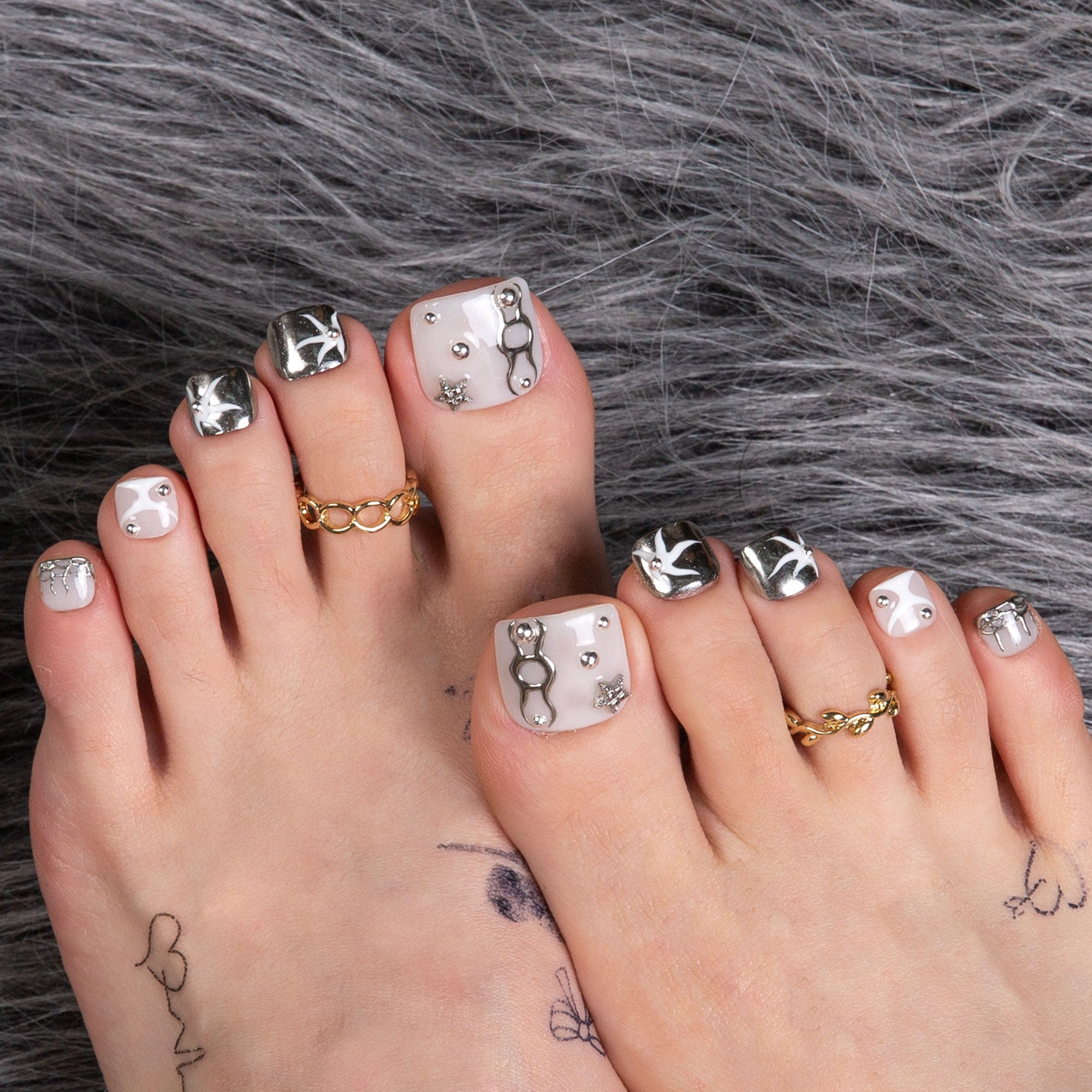 Frozen Star T318 Toe Nails- 20Pcs Free Size