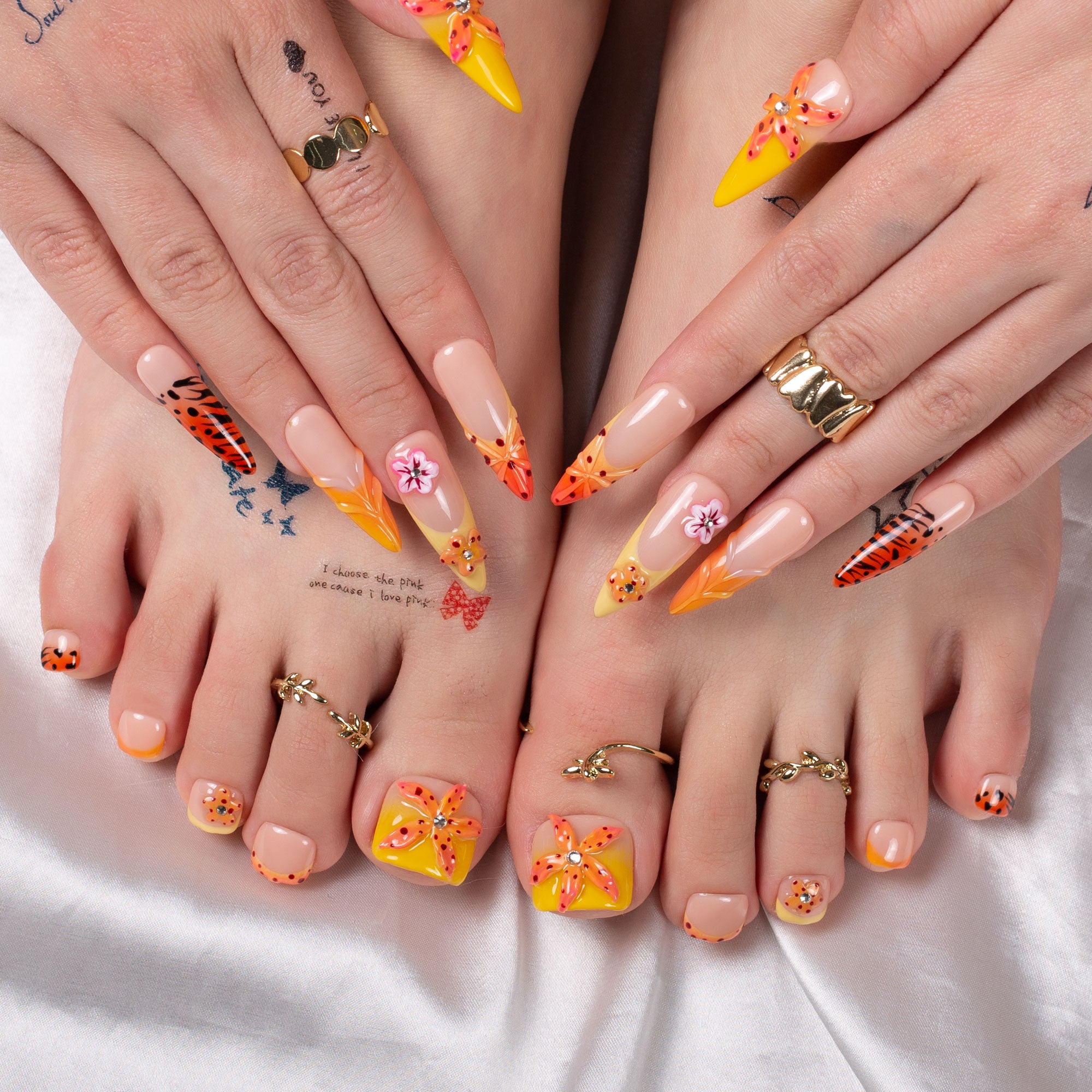 Savanna Flame Combo Set Handmade Nails H362+T362