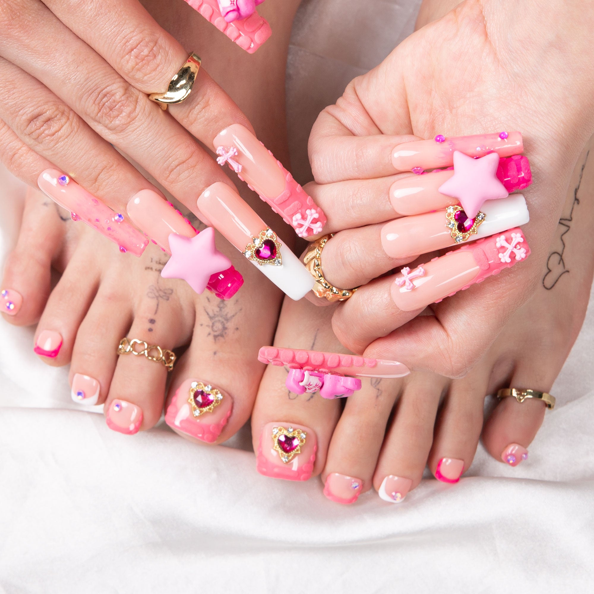 Lovely Sparks Combo Set Handmade Nails H195+T195