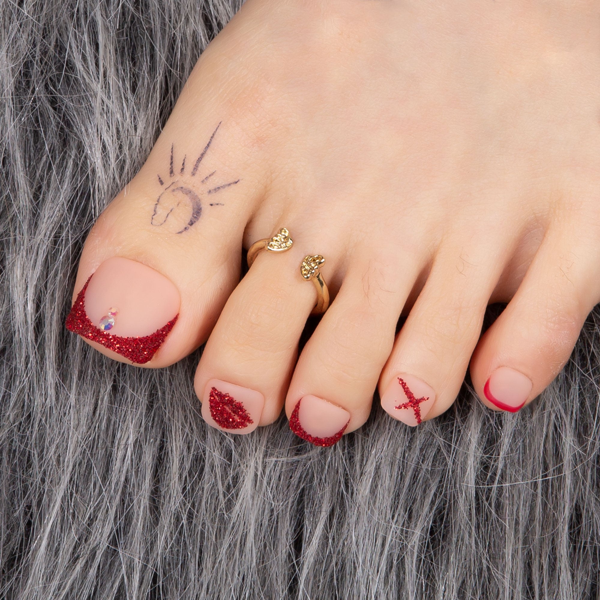 @Armoni_Hance x Lovful Creator Collab Valentine's Day Edition Be Mine T368 Toe Nails - 20Pcs Free Size