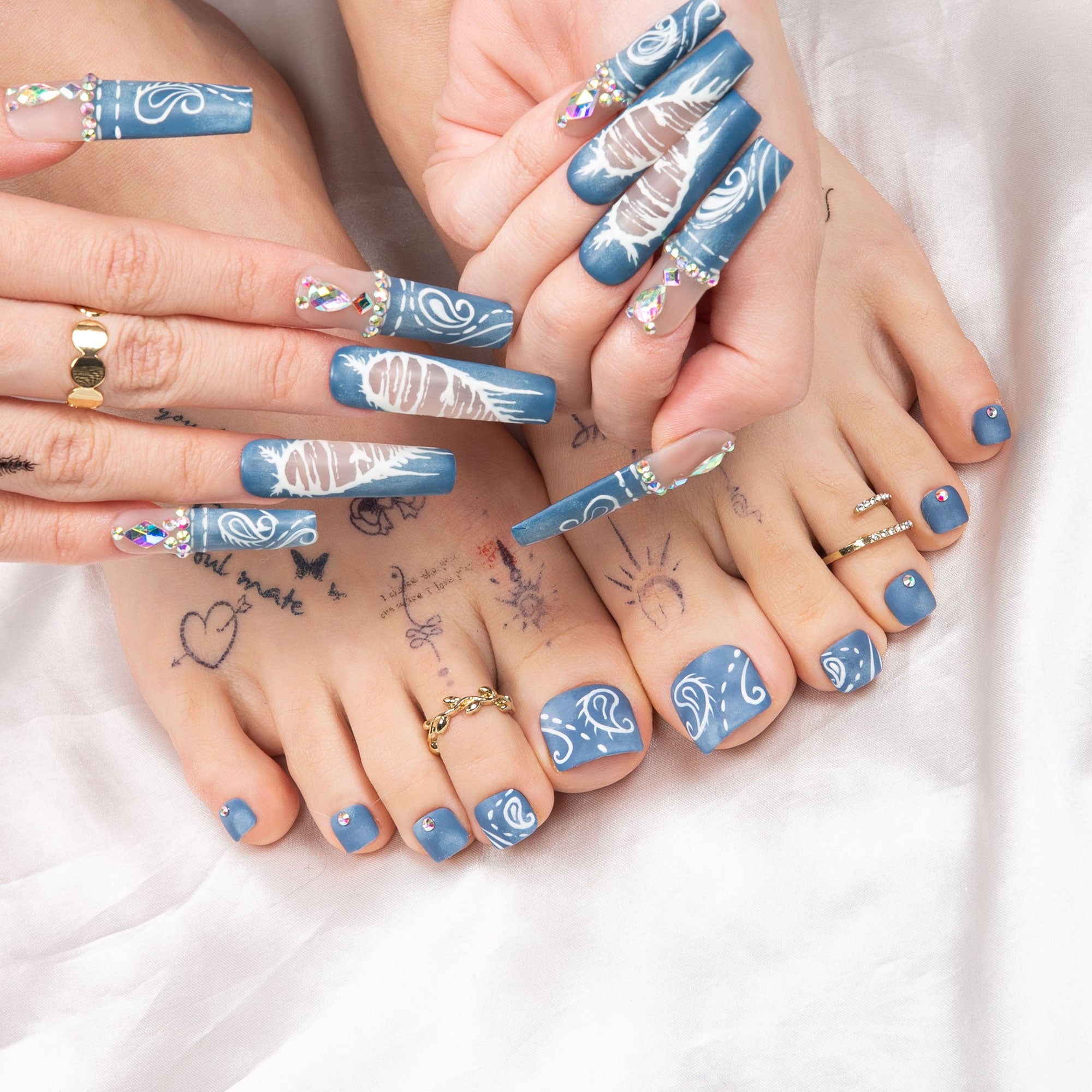Denim Seraph Blue Combo Set Handmade Nails H194+T194