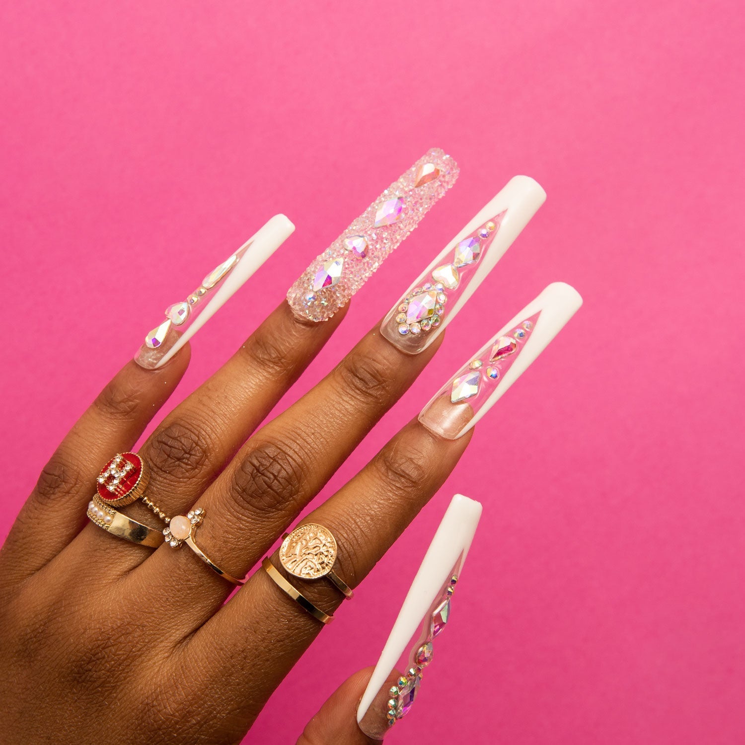 Aurora Light Handmade Square Nails H36 RTS, press-on nails