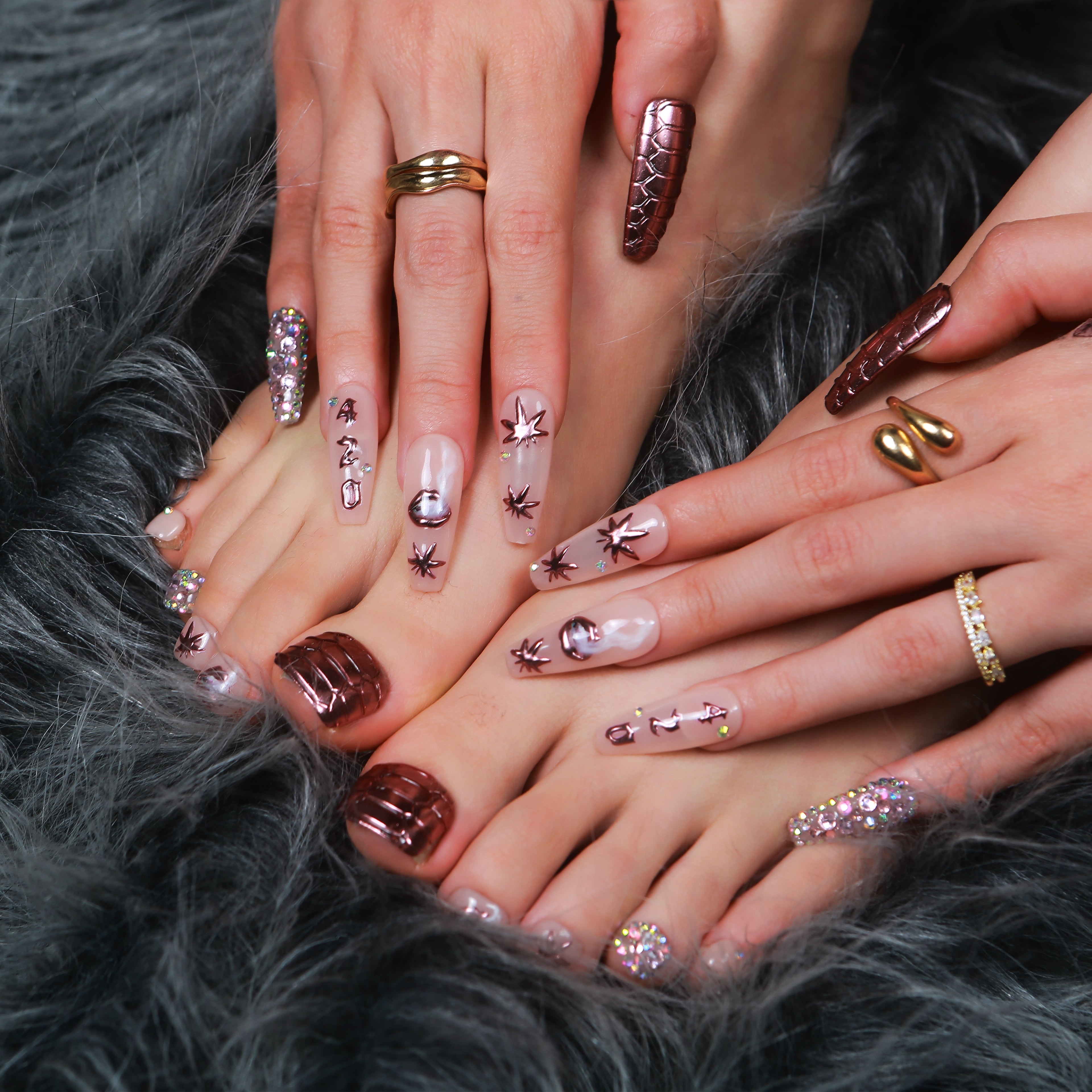 Mary Jane's Jewels Combo Set Handmade Nails H431+T431