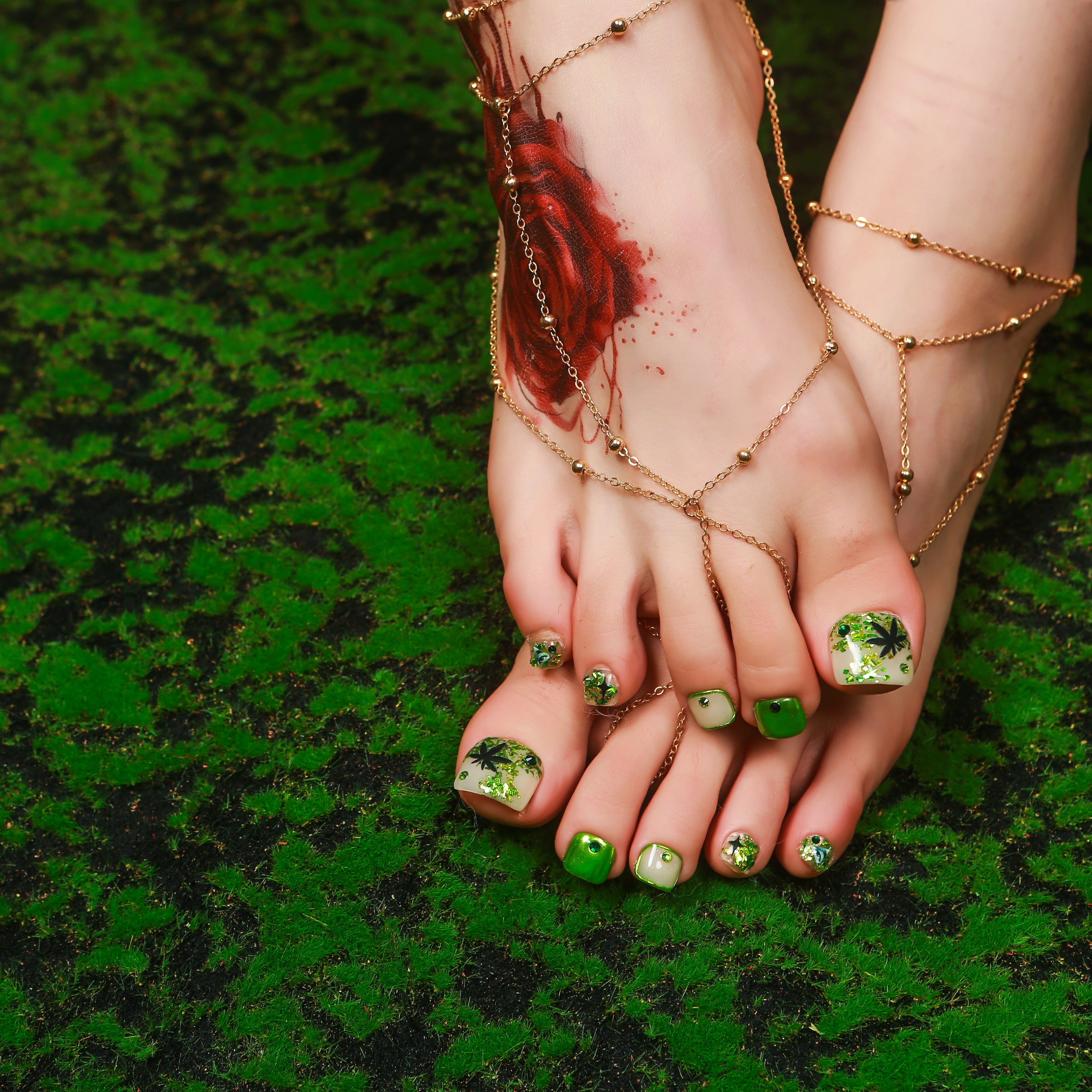 Emerald Haze T429 Toe Nails - 20Pcs Free Size