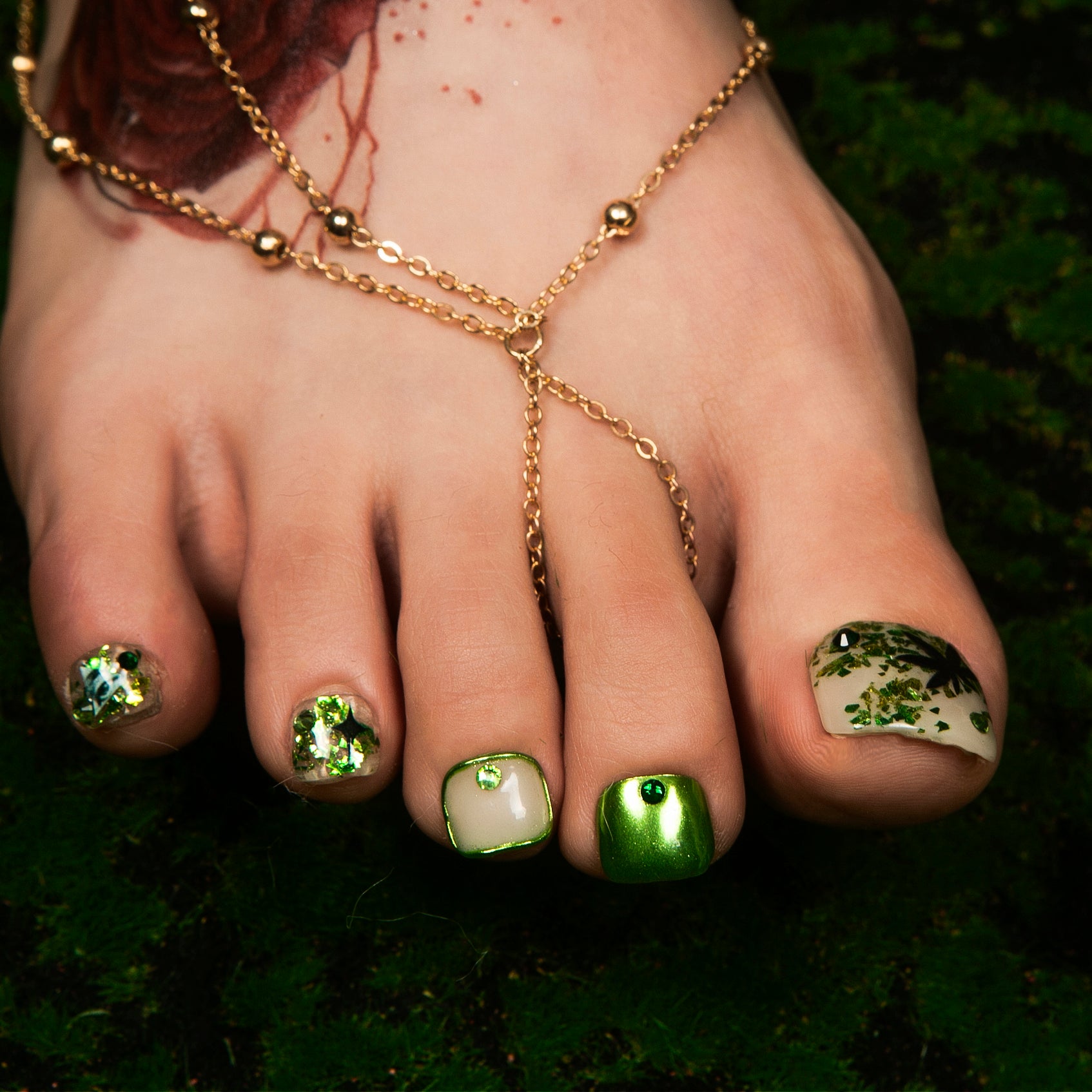 Emerald Haze T429 Toe Nails - 20Pcs Free Size
