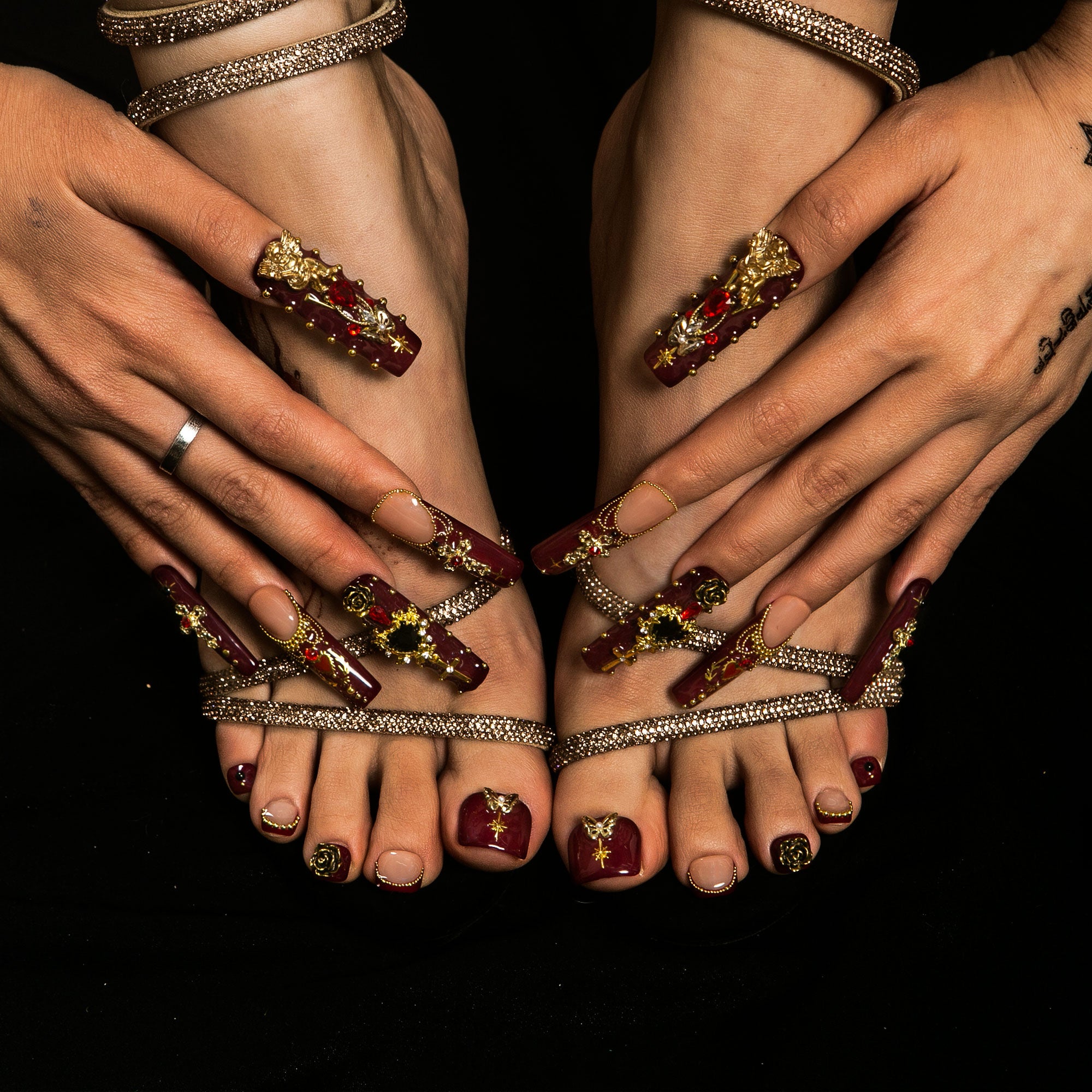 Gothic Romance Combo Set Handmade Nails H333+T333