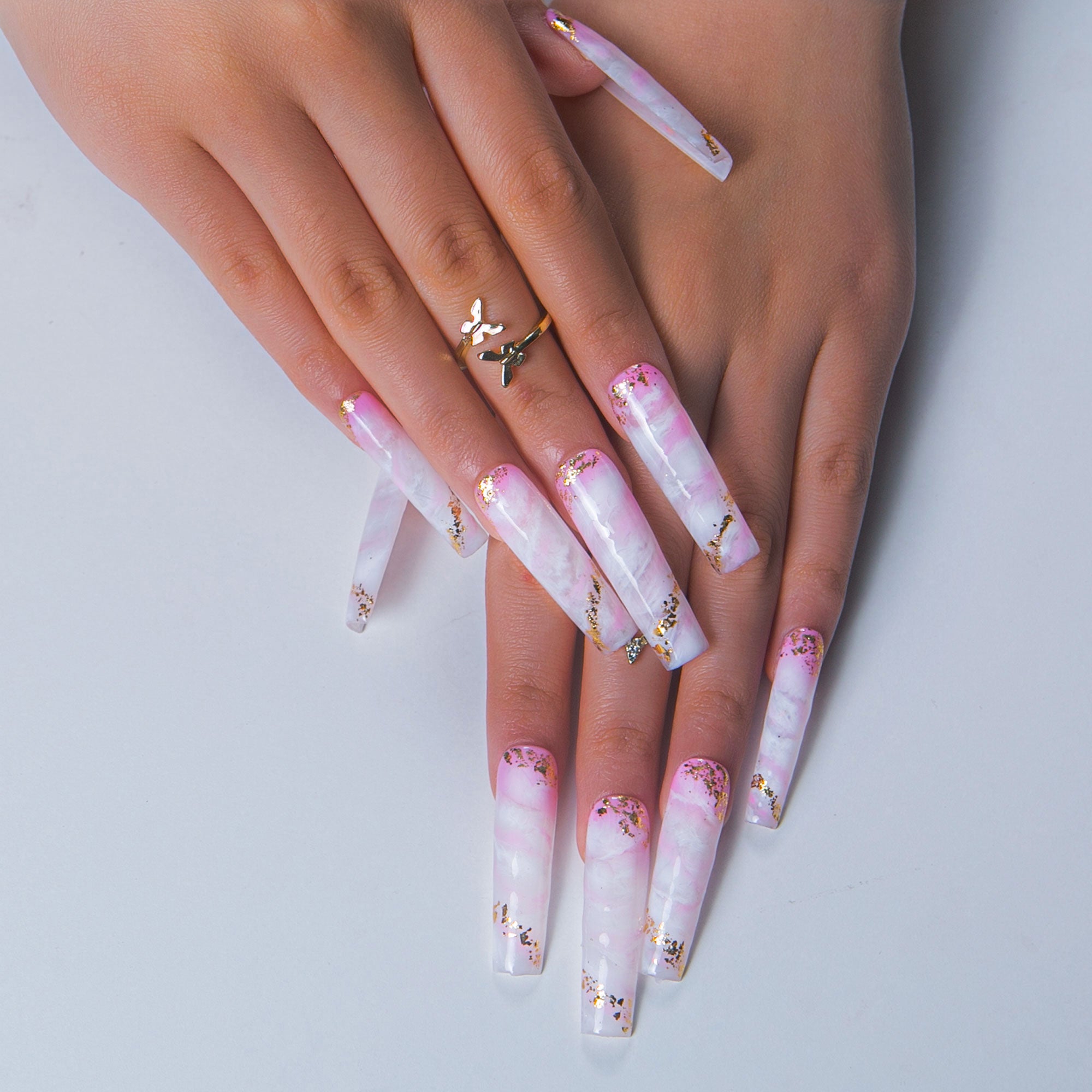 Rosé Swirls Handmade Nails H446