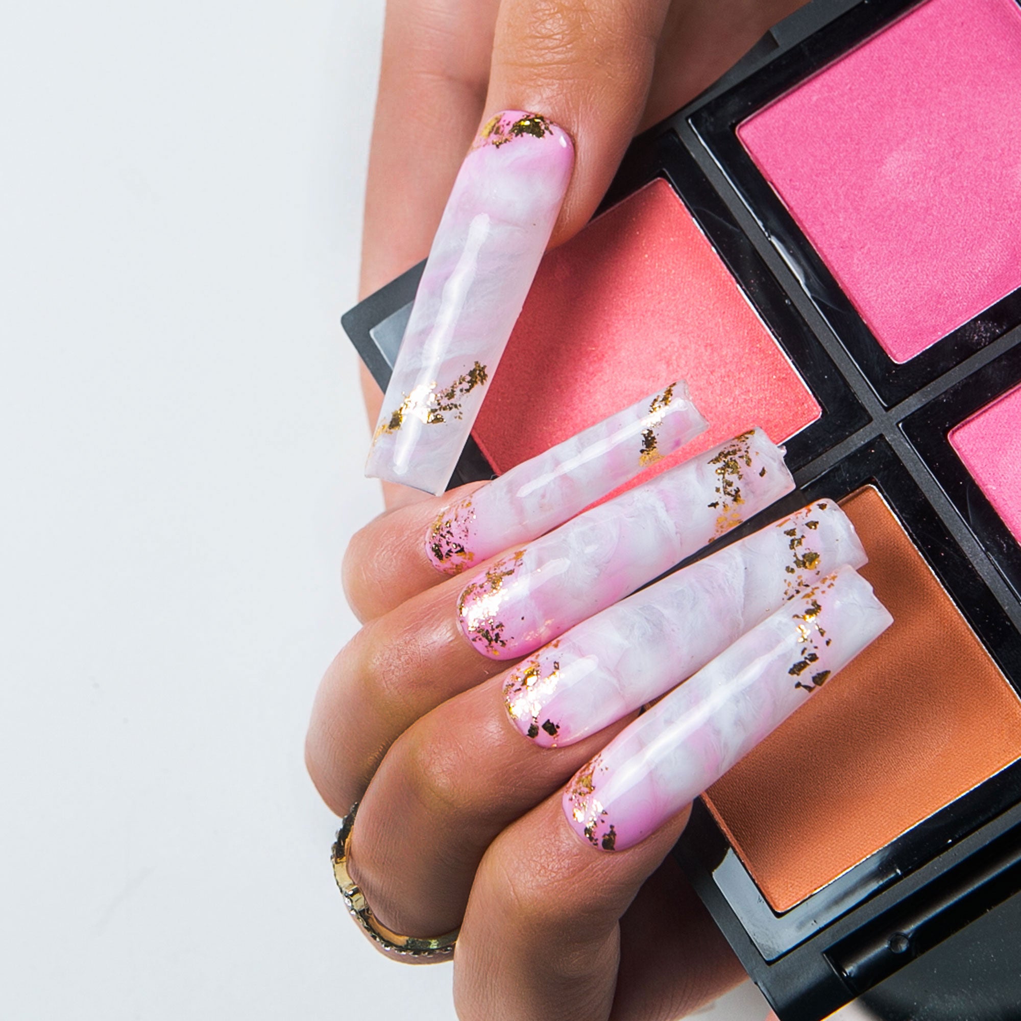Rosé Swirls Handmade Nails H446