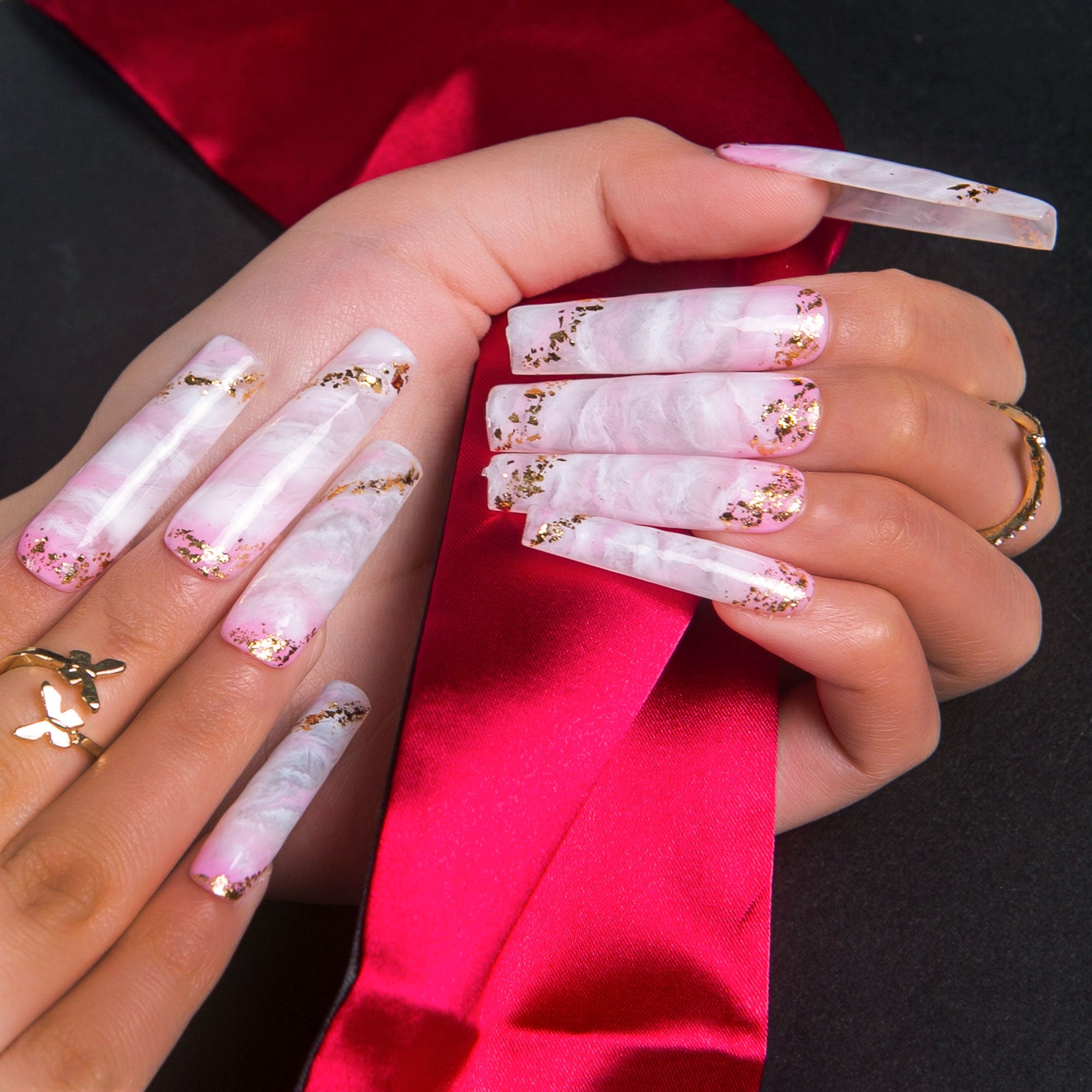 Rosé Swirls Handmade Nails H446