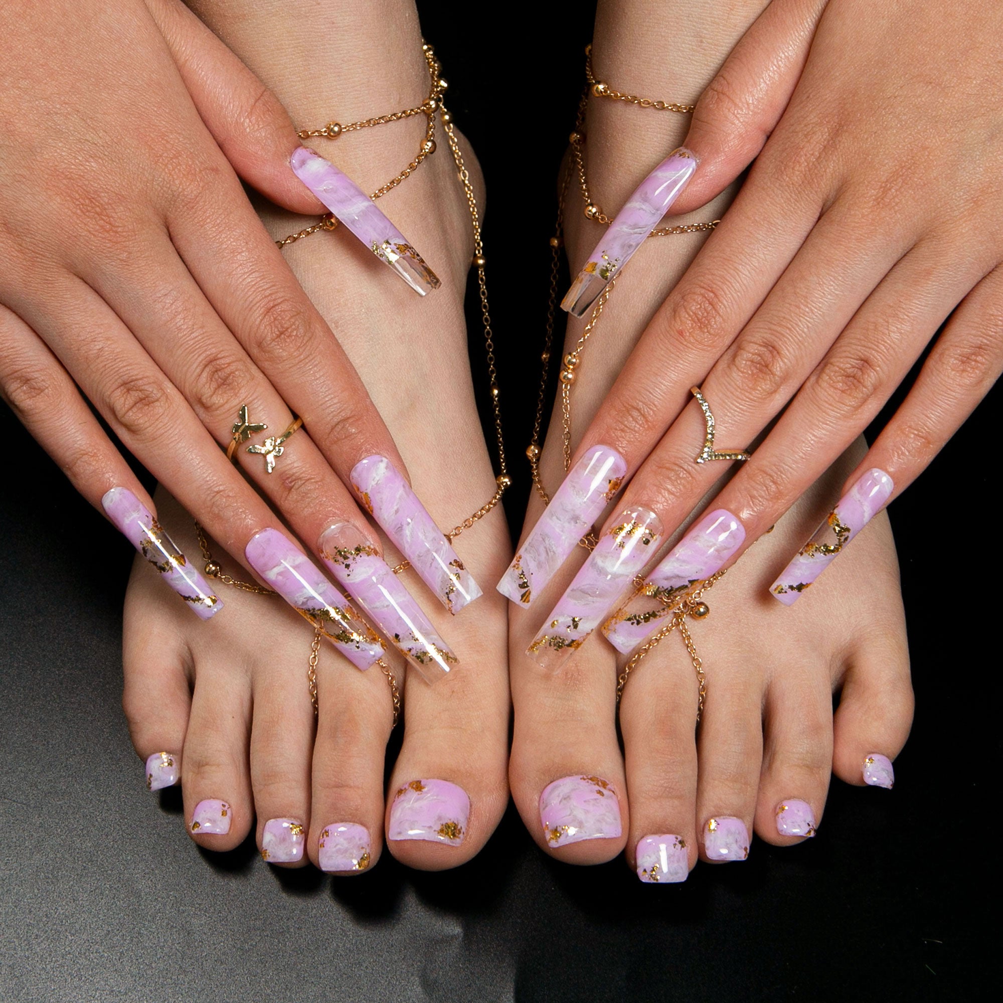 Lilac Glow Combo Set Handmade Nails H448+T448