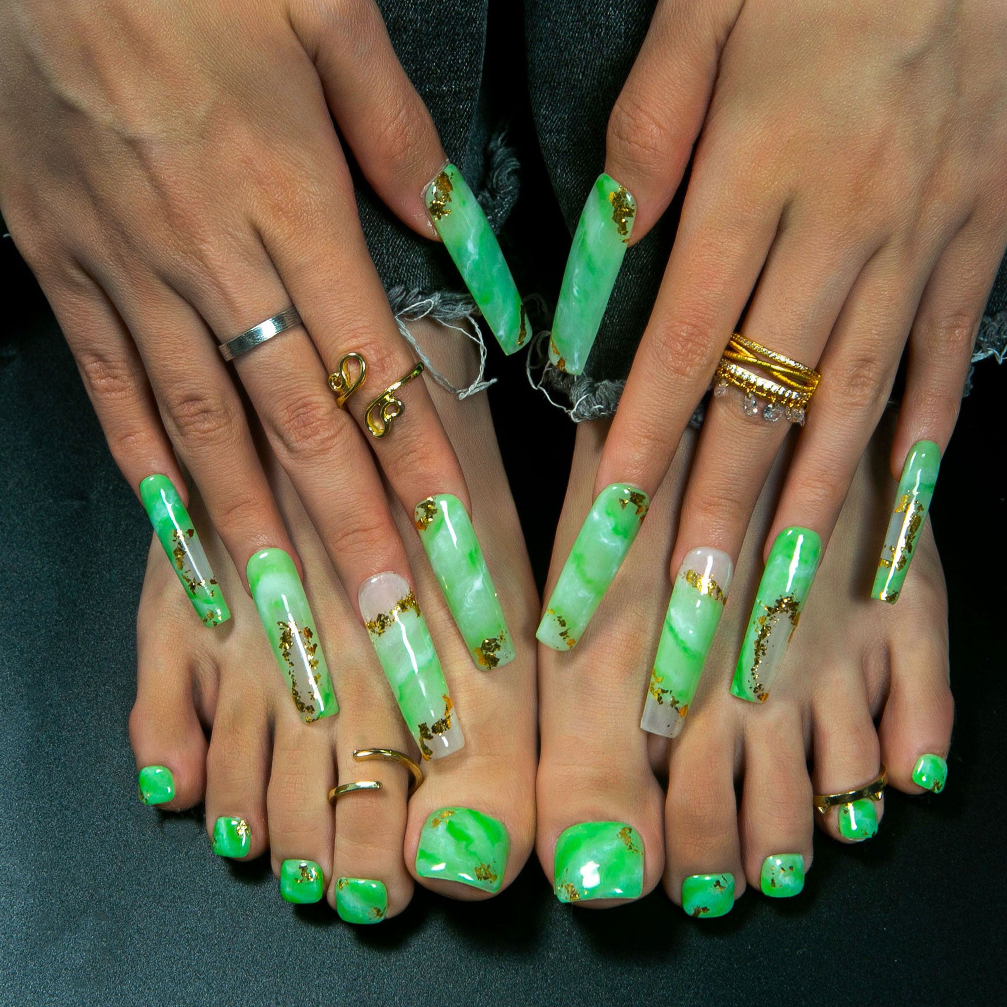 Imperial Jade Combo Set Handmade Nails H445+T445