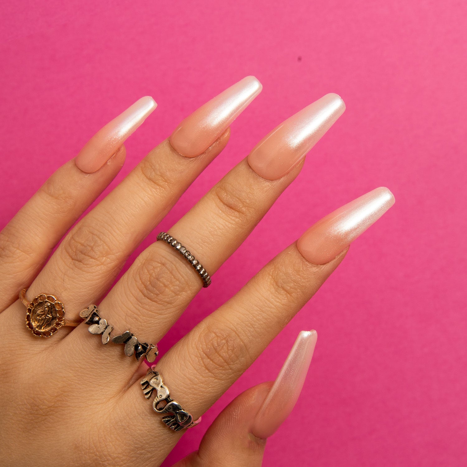 Blushing Bride Handmade Coffin Nails H21 RTS