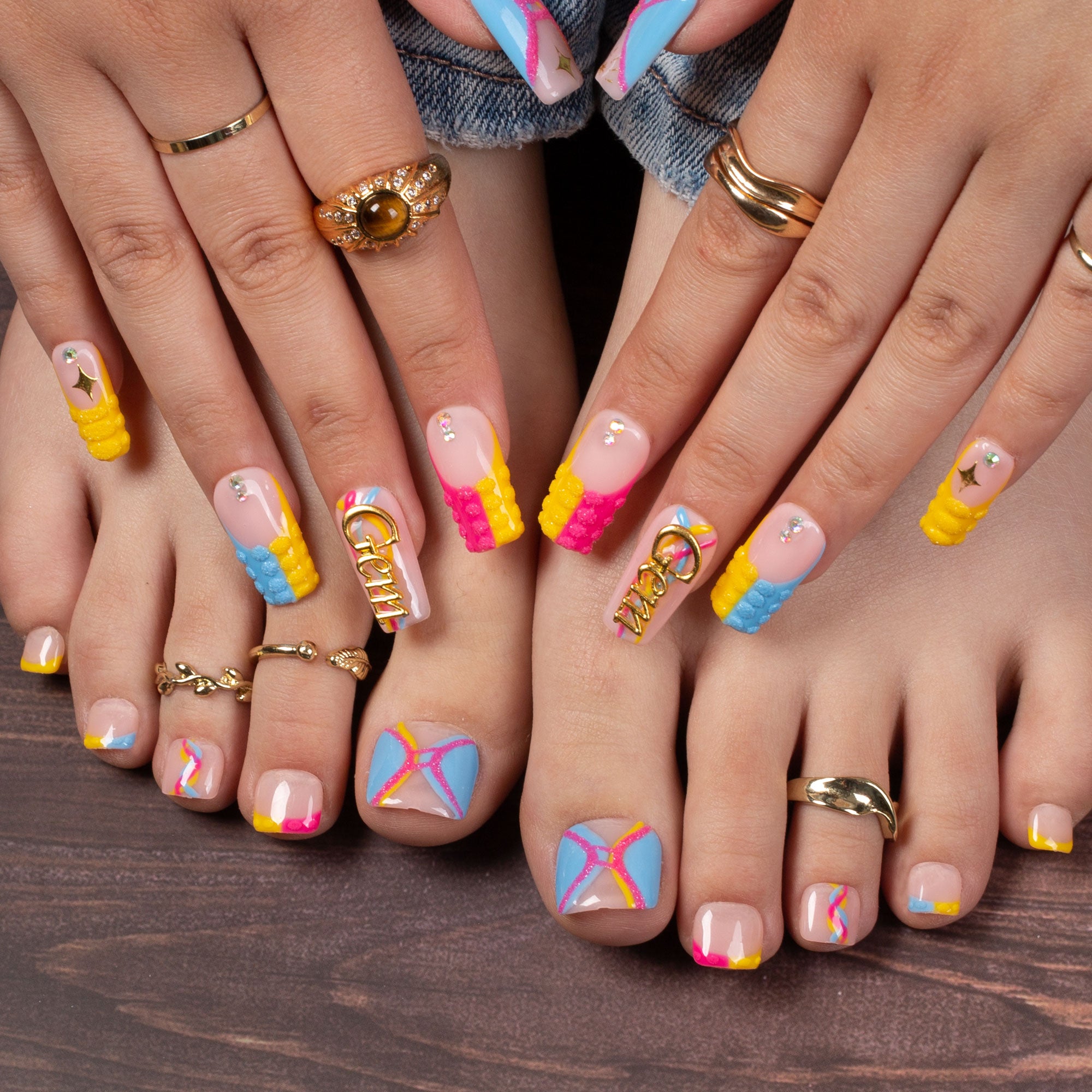 Gemini French Tip Combo Set Handmade Nails H172+T172