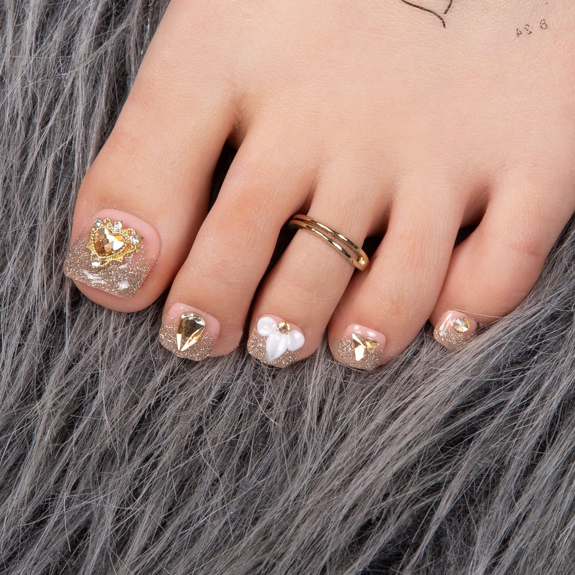 Champagne Gold T238 Toe Nails- 20Pcs Free Size